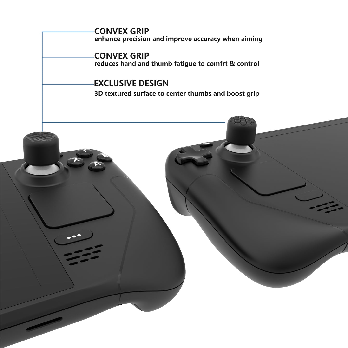 PlayVital ダイヤモンドグレイン&クラックボムデザイン エルゴノミックスティックキャップ サムグリップ Steam Deck LCD & OLED、PS Portal リモートプレーヤー対応【ブラック】