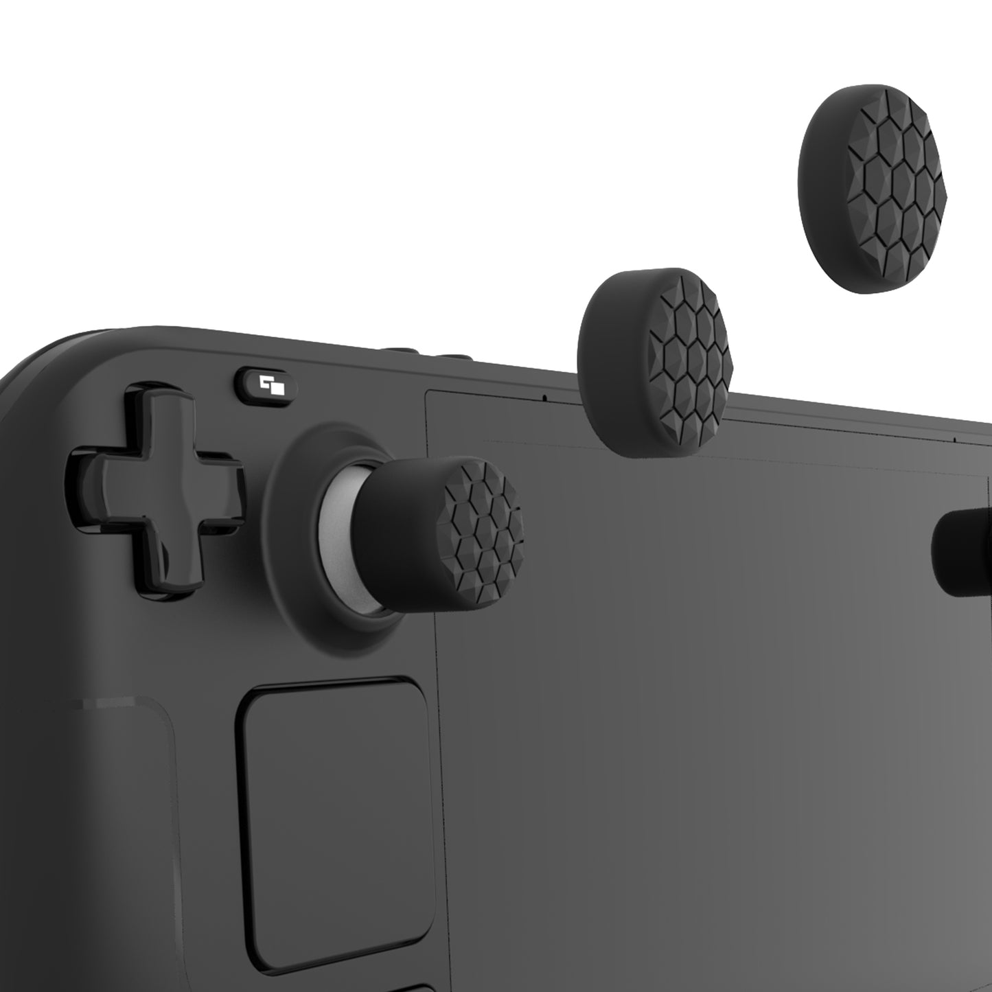 PlayVital ダイヤモンドグレイン&クラックボムデザイン エルゴノミックスティックキャップ サムグリップ Steam Deck LCD & OLED、PS Portal リモートプレーヤー対応【ブラック】