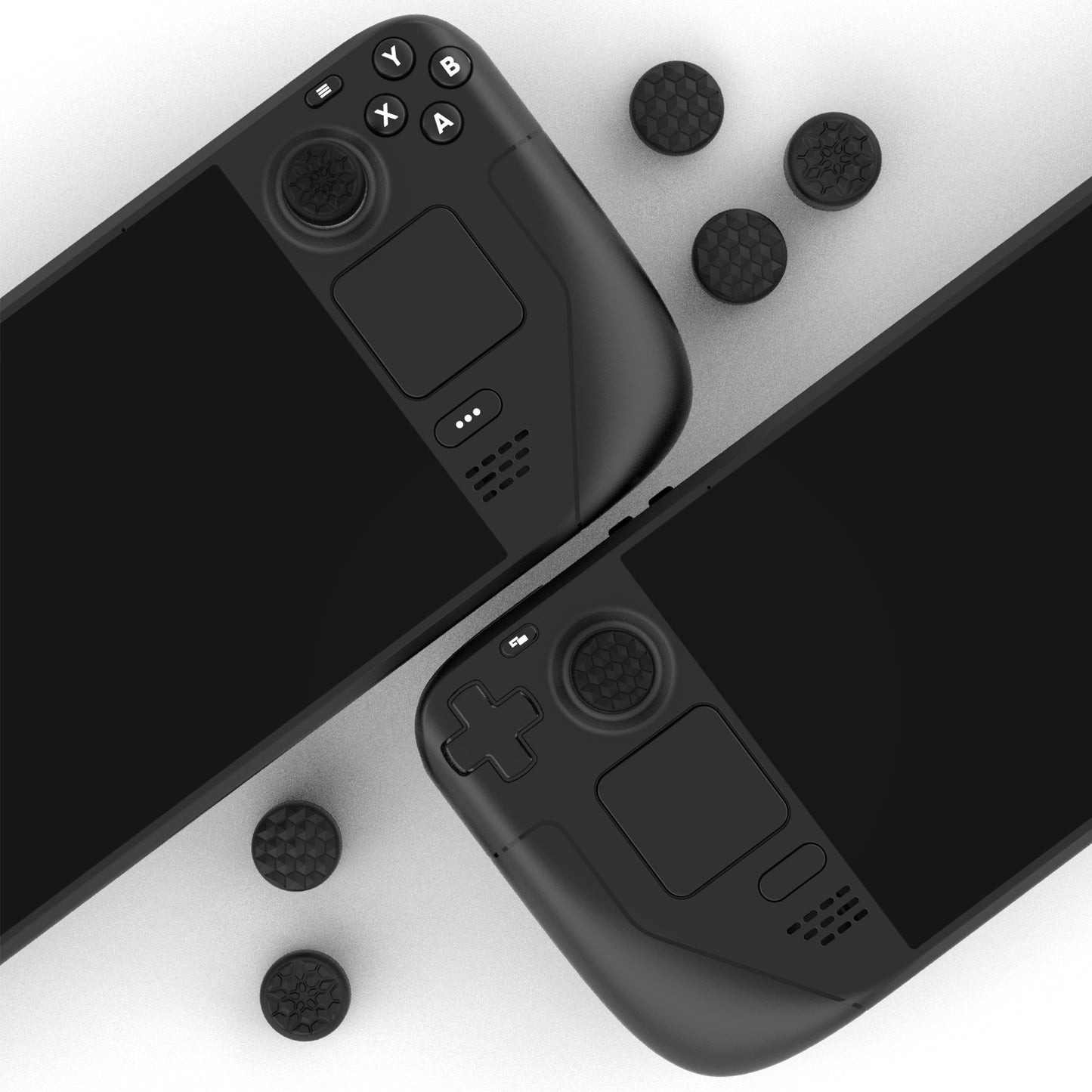 PlayVital ダイヤモンドグレイン&クラックボムデザイン エルゴノミックスティックキャップ サムグリップ Steam Deck LCD & OLED、PS Portal リモートプレーヤー対応【ブラック】