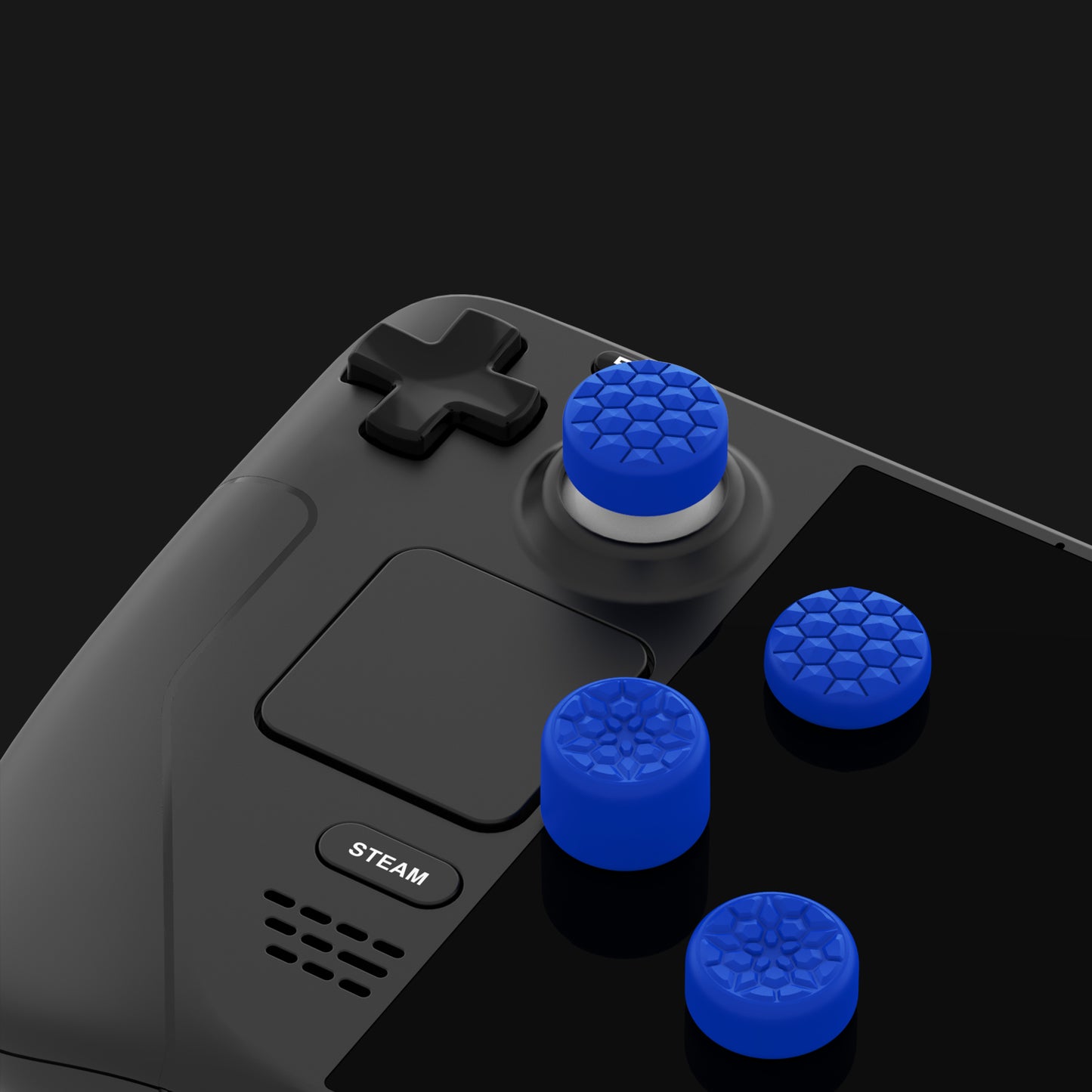 PlayVital ダイヤモンドグレイン&クラックボムデザイン エルゴノミックスティックキャップ サムグリップ Steam Deck LCD & OLED、PS Portal リモートプレーヤー対応【ブルー】