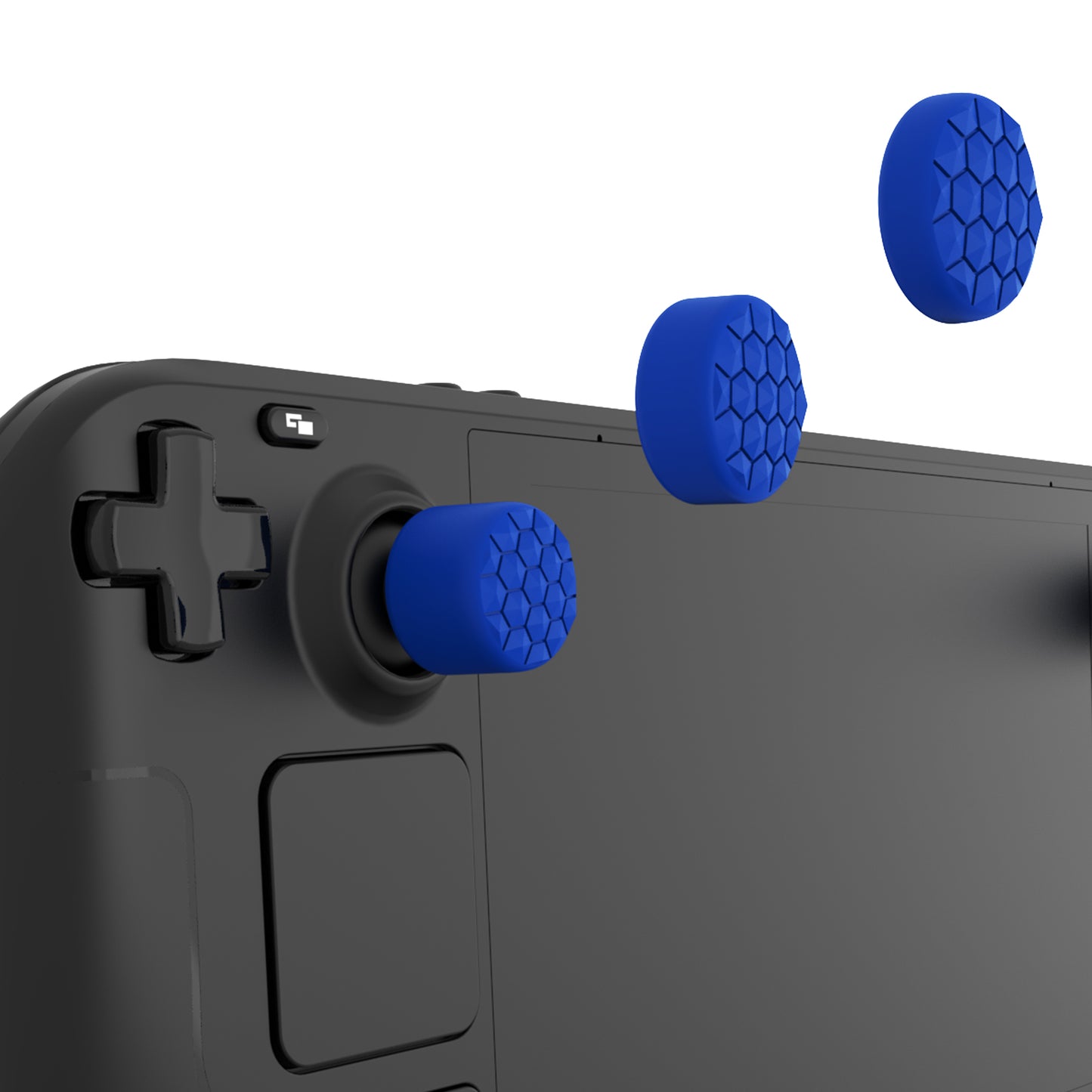PlayVital ダイヤモンドグレイン&クラックボムデザイン エルゴノミックスティックキャップ サムグリップ Steam Deck LCD & OLED、PS Portal リモートプレーヤー対応【ブルー】