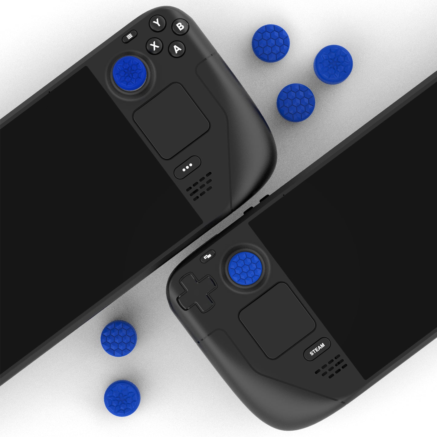 PlayVital ダイヤモンドグレイン&クラックボムデザイン エルゴノミックスティックキャップ サムグリップ Steam Deck LCD & OLED、PS Portal リモートプレーヤー対応【ブルー】