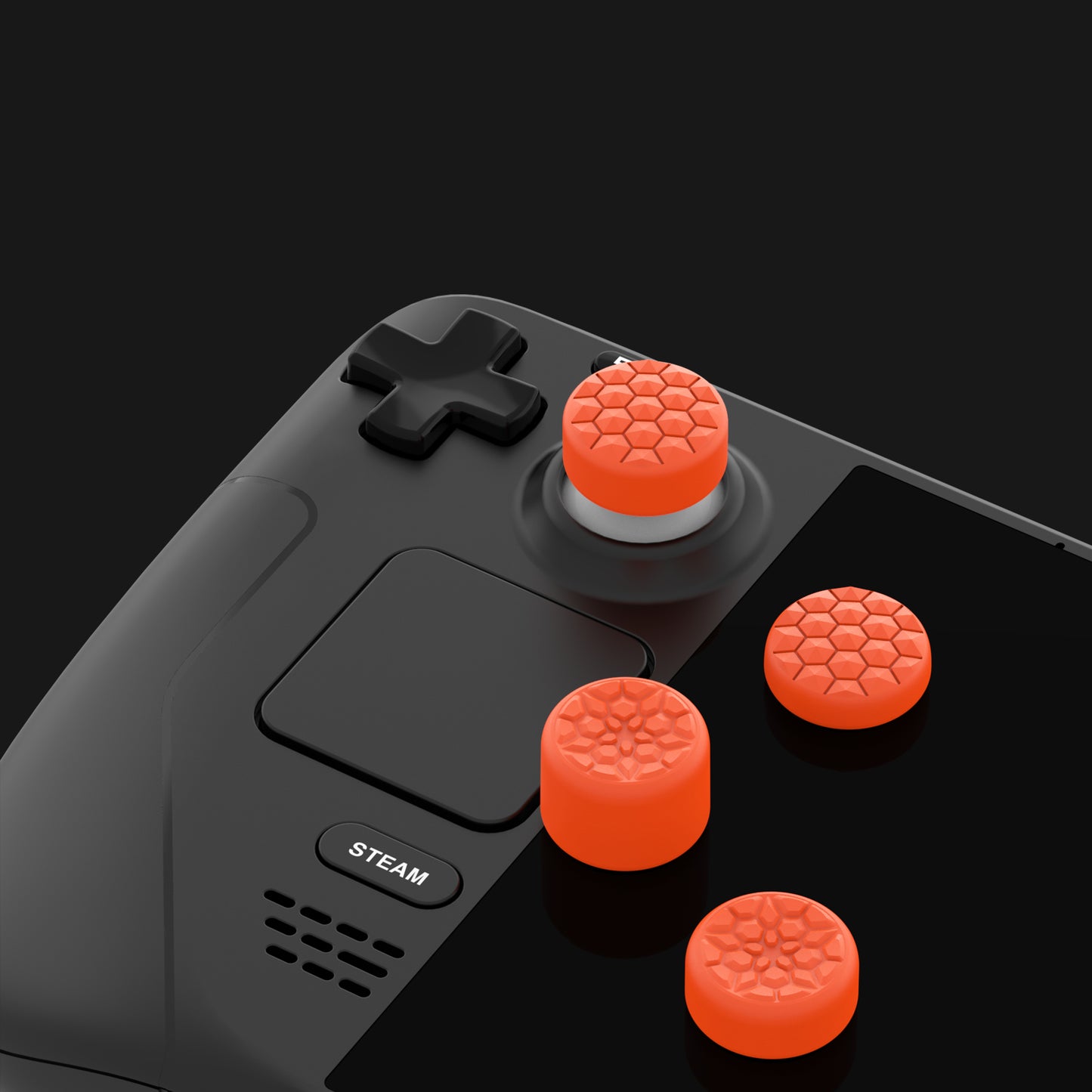 PlayVital ダイヤモンドグレイン&クラックボムデザイン エルゴノミックスティックキャップ サムグリップ Steam Deck LCD & OLED、PS Portal リモートプレーヤー対応【オレンジ】