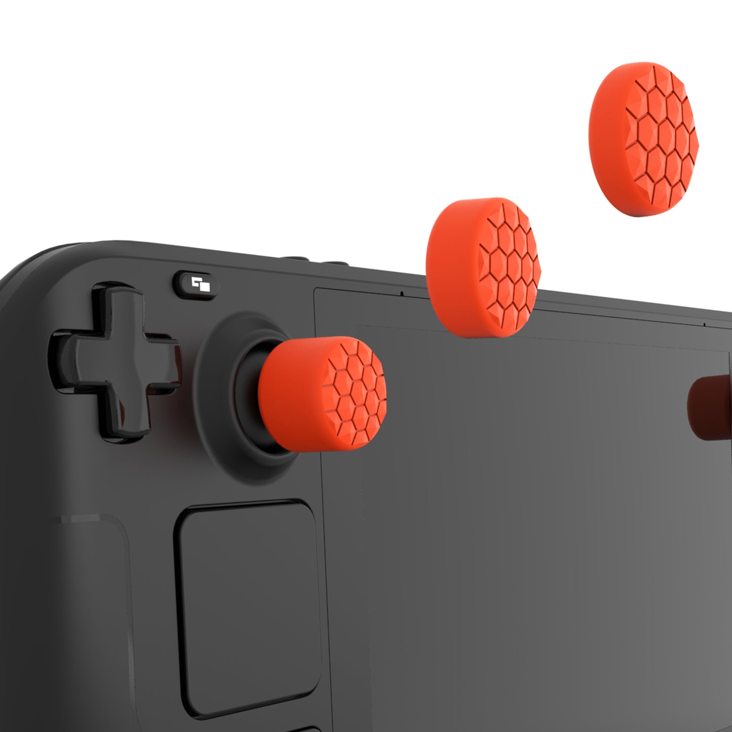 PlayVital ダイヤモンドグレイン&クラックボムデザイン エルゴノミックスティックキャップ サムグリップ Steam Deck LCD & OLED、PS Portal リモートプレーヤー対応【オレンジ】