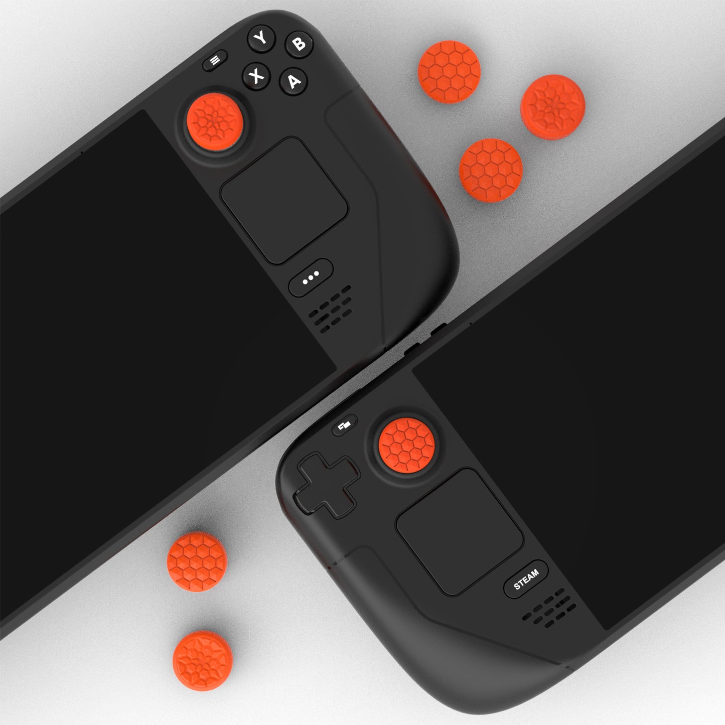 PlayVital ダイヤモンドグレイン&クラックボムデザイン エルゴノミックスティックキャップ サムグリップ Steam Deck LCD & OLED、PS Portal リモートプレーヤー対応【オレンジ】