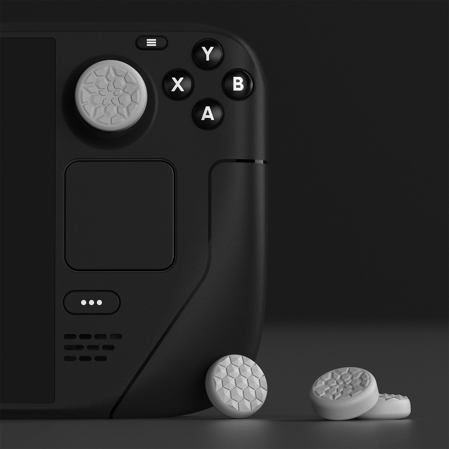 PlayVital Diamond Grain & Crack Bombデザイン サムグリップキャップ Steam Deck LCD & OLED、PS ポータルリモートプレーヤー用【クールグレー】