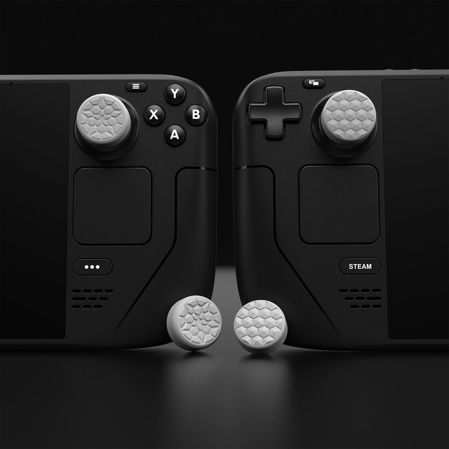 PlayVital Diamond Grain & Crack Bombデザイン サムグリップキャップ Steam Deck LCD & OLED、PS ポータルリモートプレーヤー用【クールグレー】
