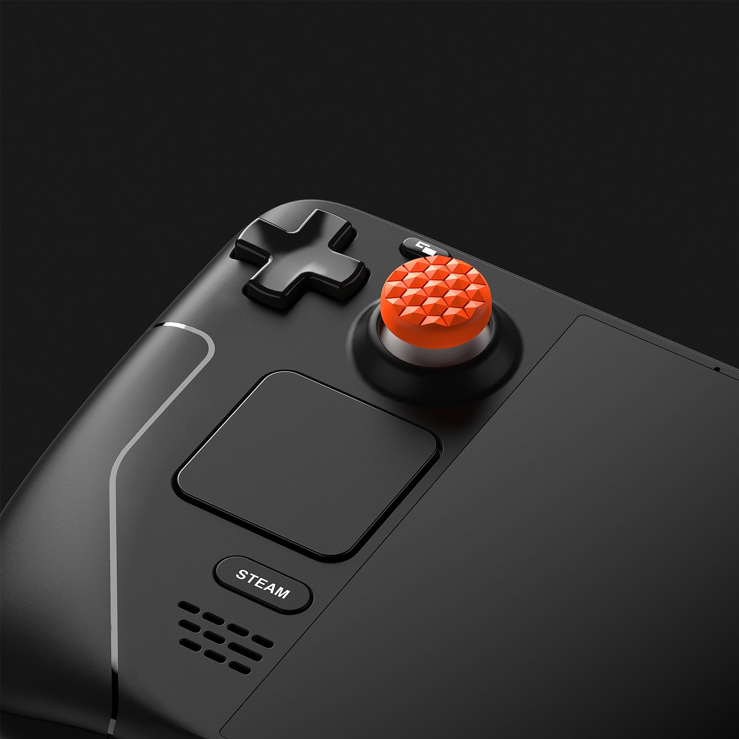 PlayVital Diamond Grain & Crack Bombデザイン サムグリップキャップ Steam Deck LCD & OLED、PS ポータルリモートプレーヤー用【オレンジ】