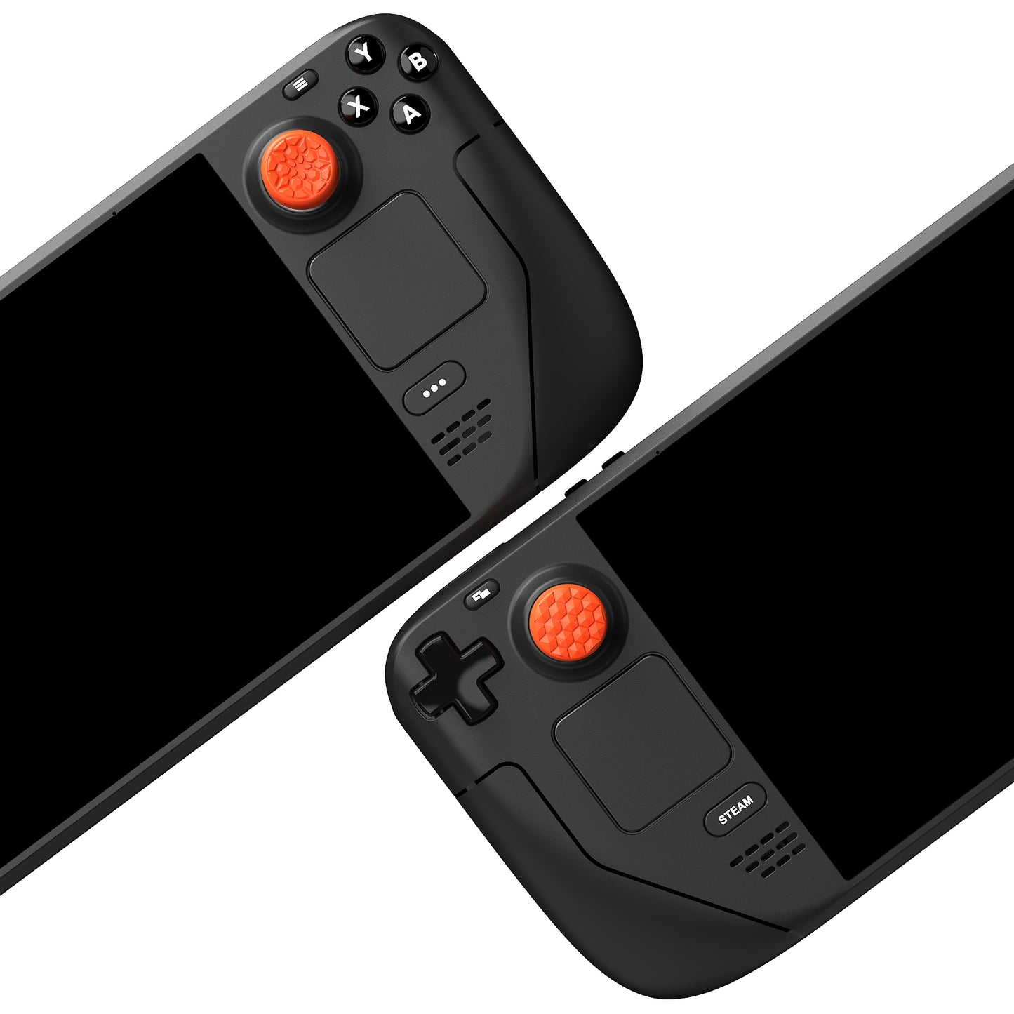 PlayVital Diamond Grain & Crack Bombデザイン サムグリップキャップ Steam Deck LCD & OLED、PS ポータルリモートプレーヤー用【オレンジ】