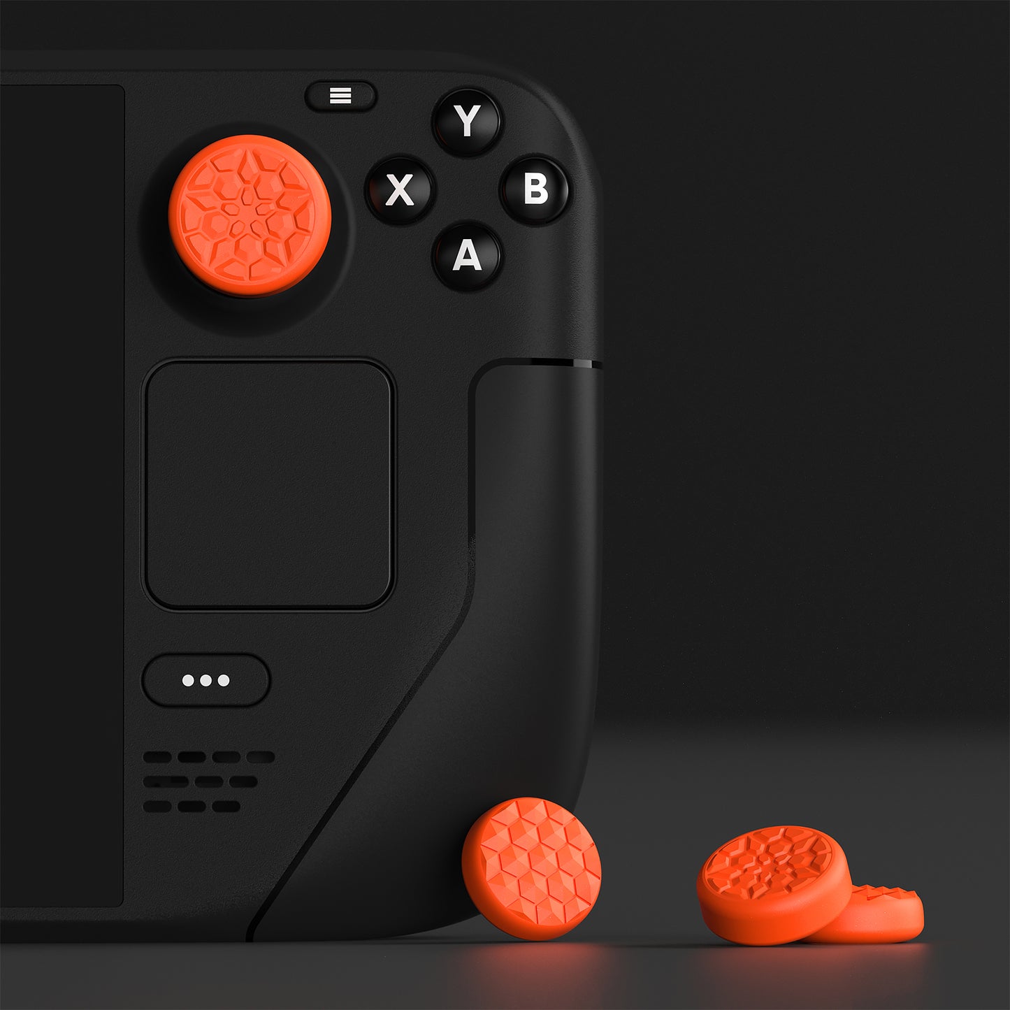 PlayVital Diamond Grain & Crack Bombデザイン サムグリップキャップ Steam Deck LCD & OLED、PS ポータルリモートプレーヤー用【オレンジ】
