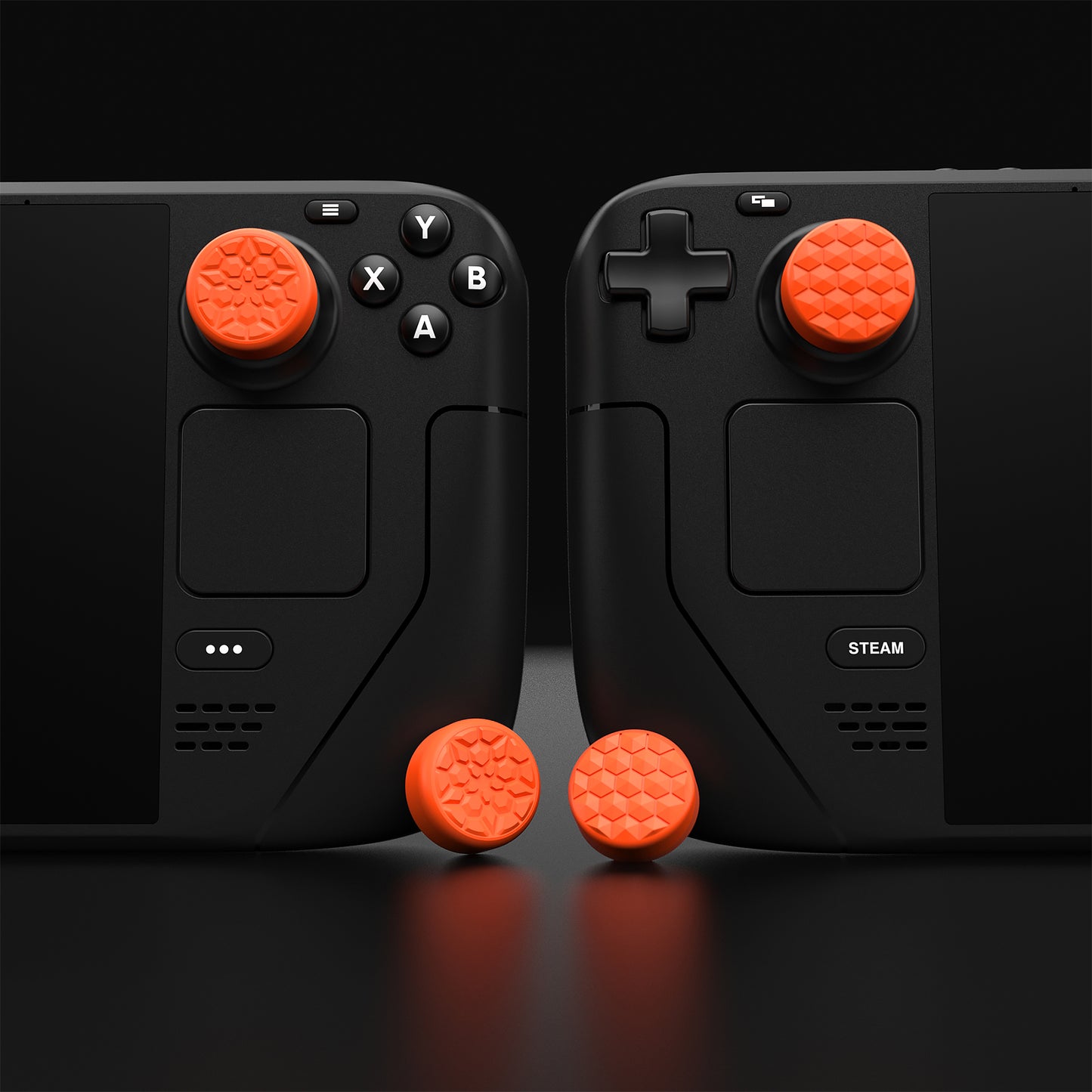 PlayVital Diamond Grain & Crack Bombデザイン サムグリップキャップ Steam Deck LCD & OLED、PS ポータルリモートプレーヤー用【オレンジ】