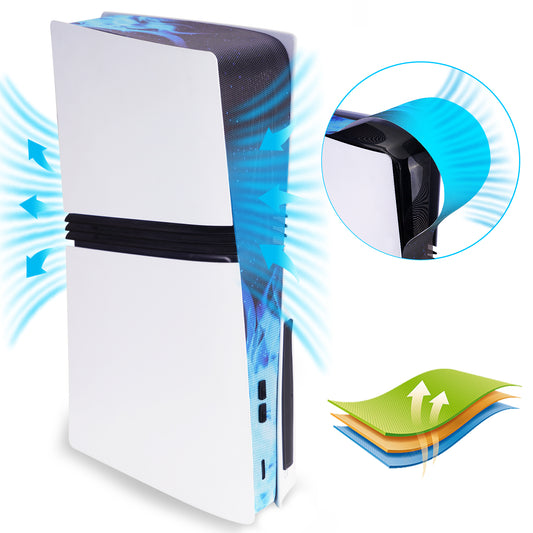 PlayVital PS5 Pro対応用 防塵フィルター&シリコンプラグセット、防塵アクセサリー(ポートカバー付き)【ブルーフレーム】