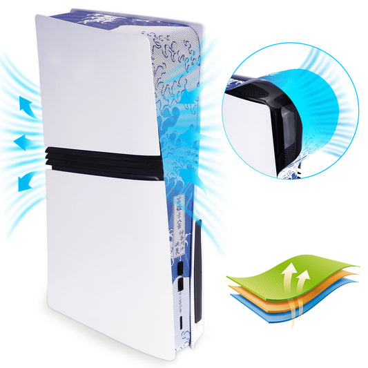 PlayVital PS5 Pro対応用 防塵フィルター&シリコンプラグセット、防塵アクセサリー(ポートカバー付き)【神奈川の浪】