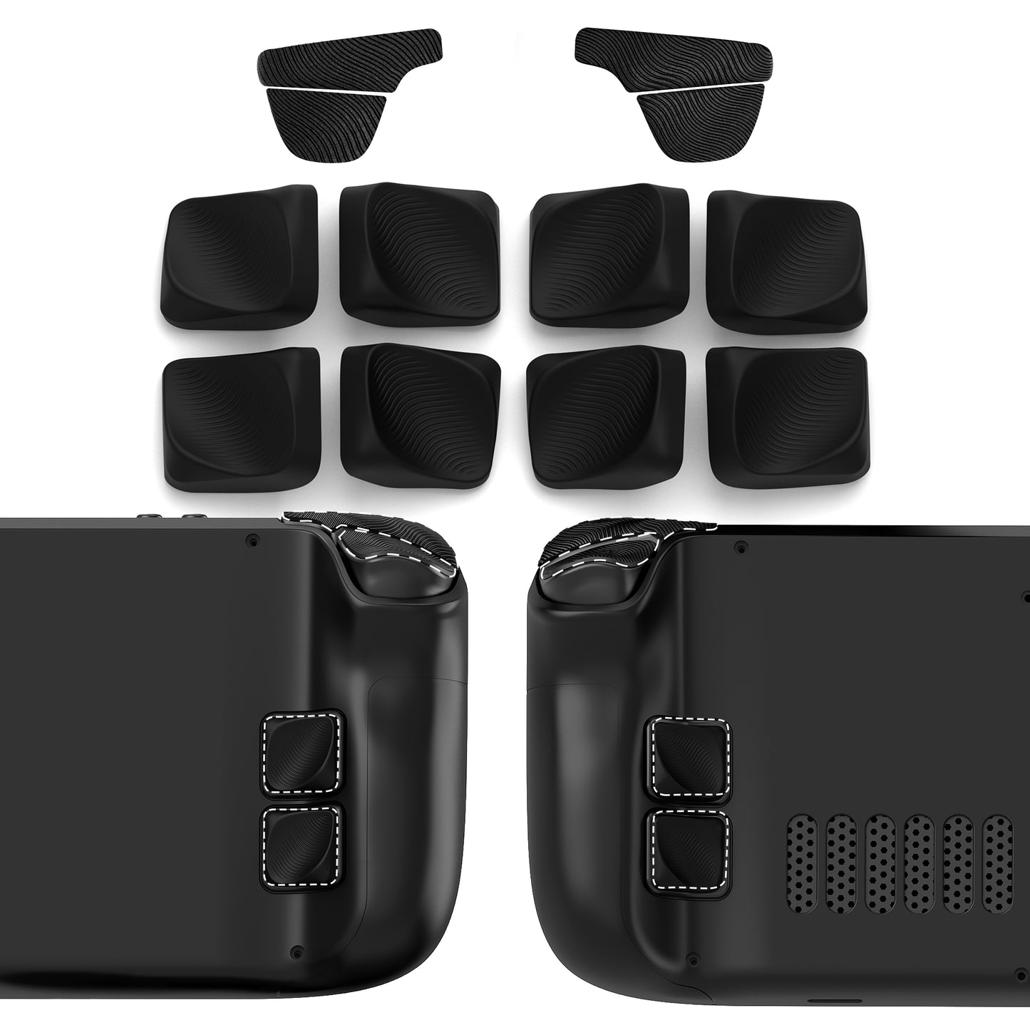 PlayVital Steam Deck LCD/OLEDモデル対応 エルゴノミックグリップキット–シリコン製バック背面ボタン強化カバー【ブラック】