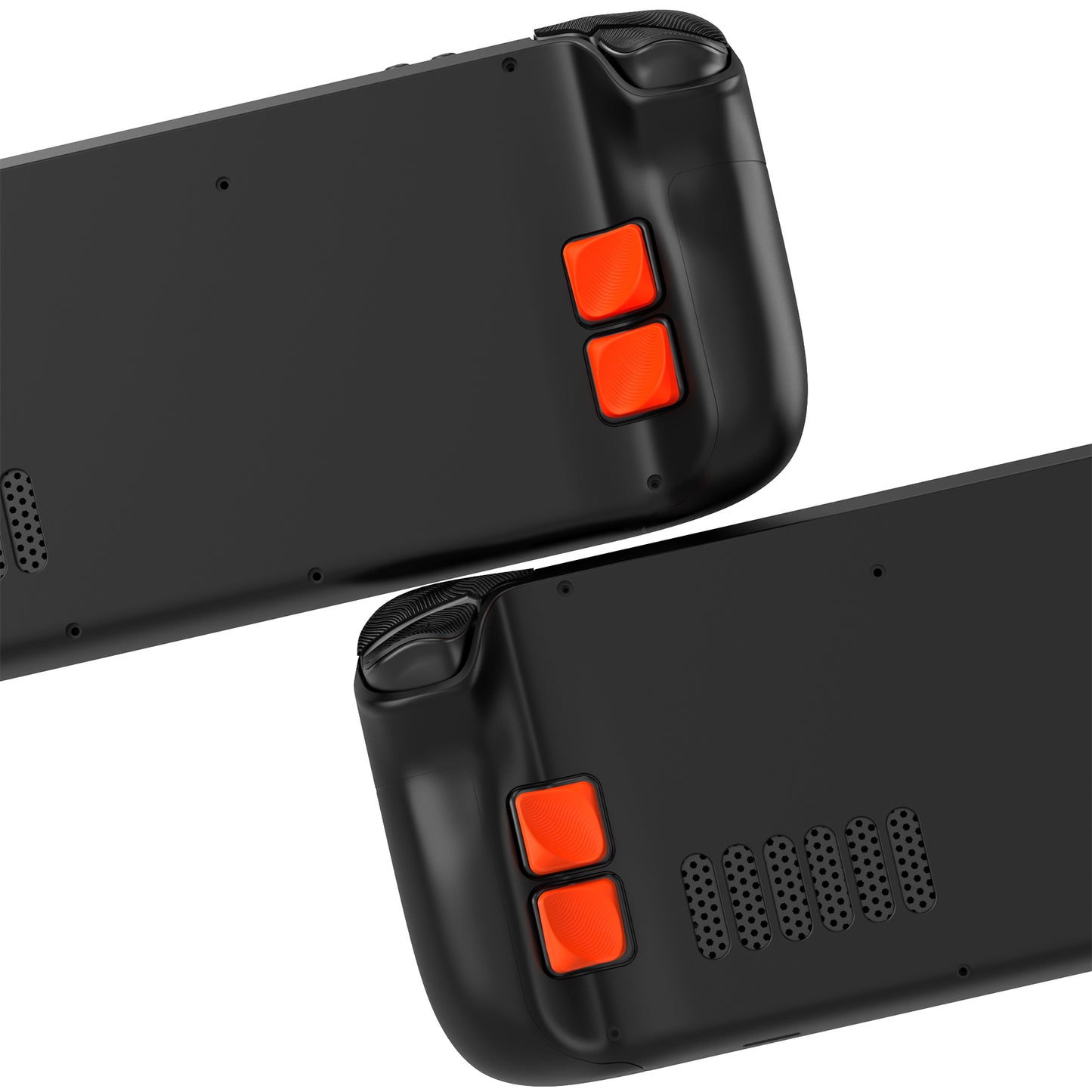 PlayVital Steam Deck LCD/OLEDモデル対応 エルゴノミックグリップキット–シリコン製バック背面ボタン強化カバー【オレンジ】