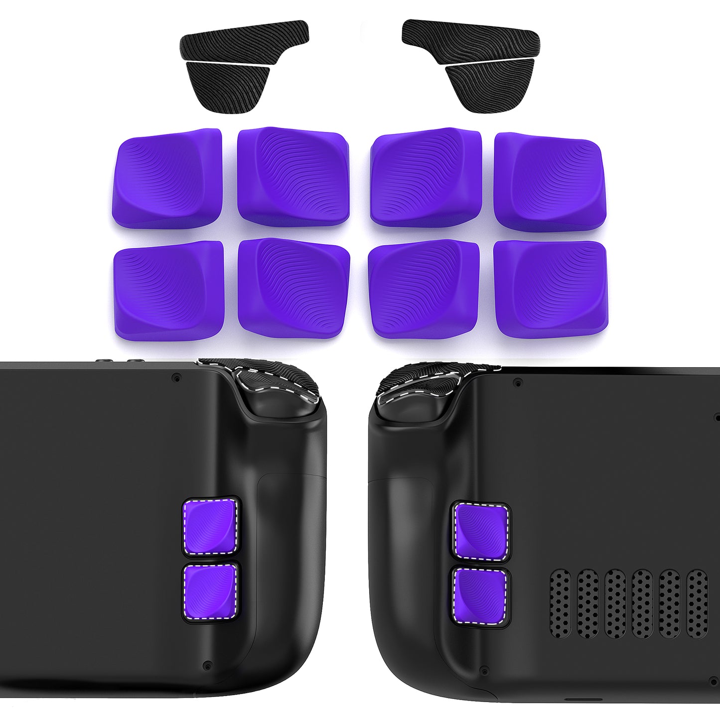 PlayVital Steam Deck LCD/OLEDモデル対応 エルゴノミックグリップキット–シリコン製バック背面ボタン強化カバー【パープル】