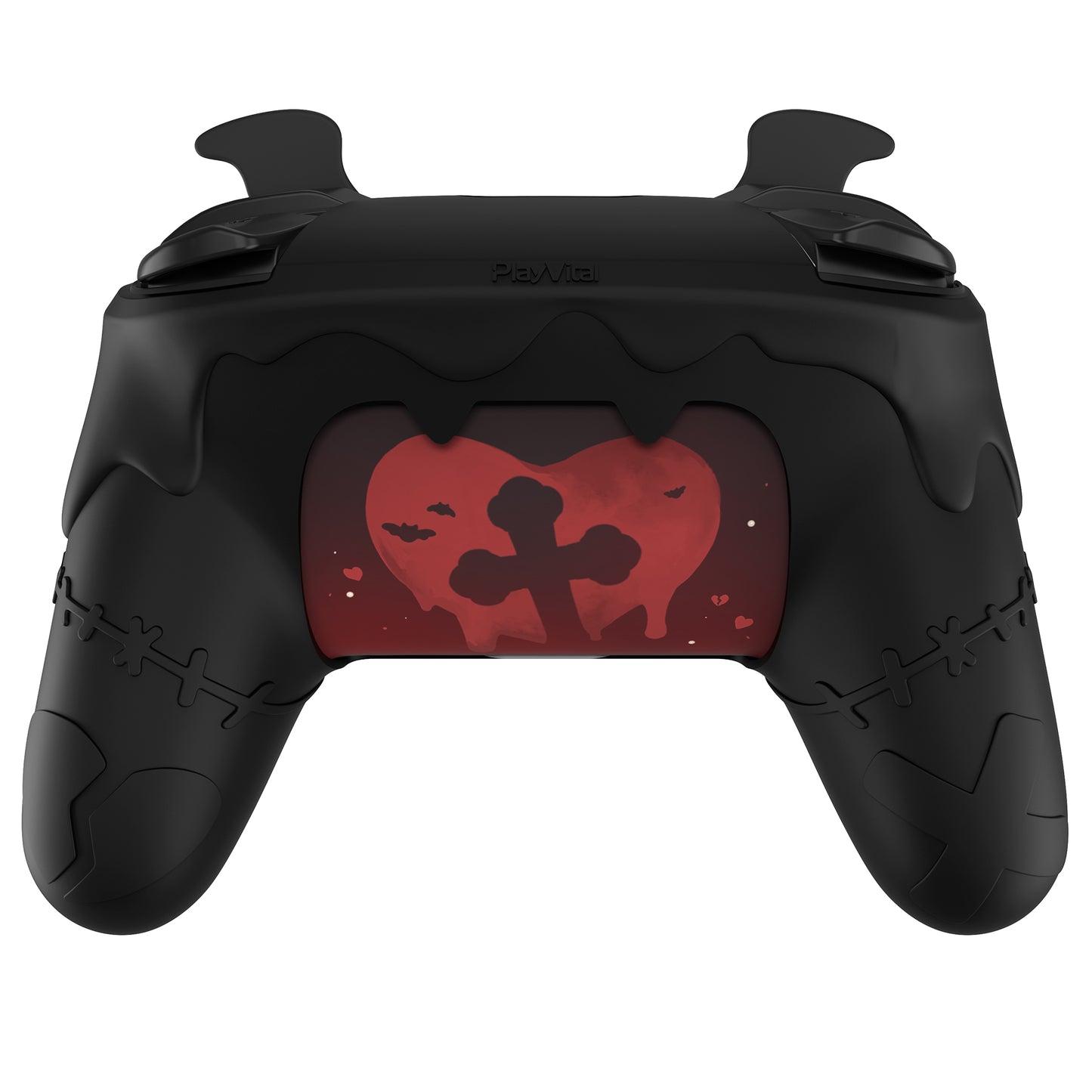PlayVital Switch Proコントローラー対応用ゴシックインプシリーズ キュートなシリコン保護カバー、サムグリップ4つやステッカー2枚付き【ブラック】