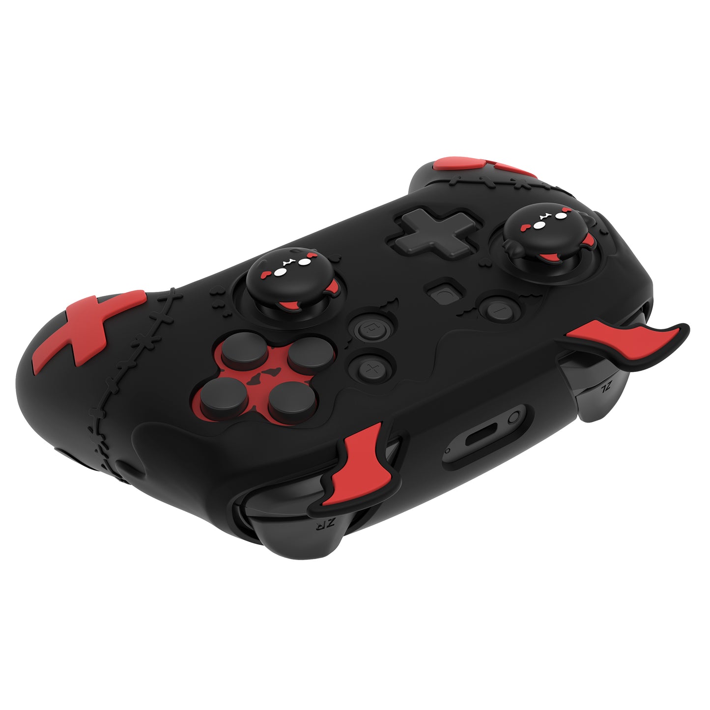 PlayVital Switch Proコントローラー対応用ゴシックインプシリーズ キュートなシリコン保護カバー、サムグリップ4つやステッカー2枚付き【ブラック】