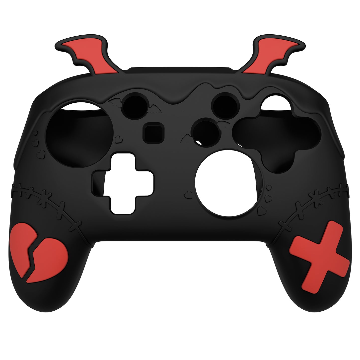 PlayVital Switch Proコントローラー対応用ゴシックインプシリーズ キュートなシリコン保護カバー、サムグリップ4つやステッカー2枚付き【ブラック】