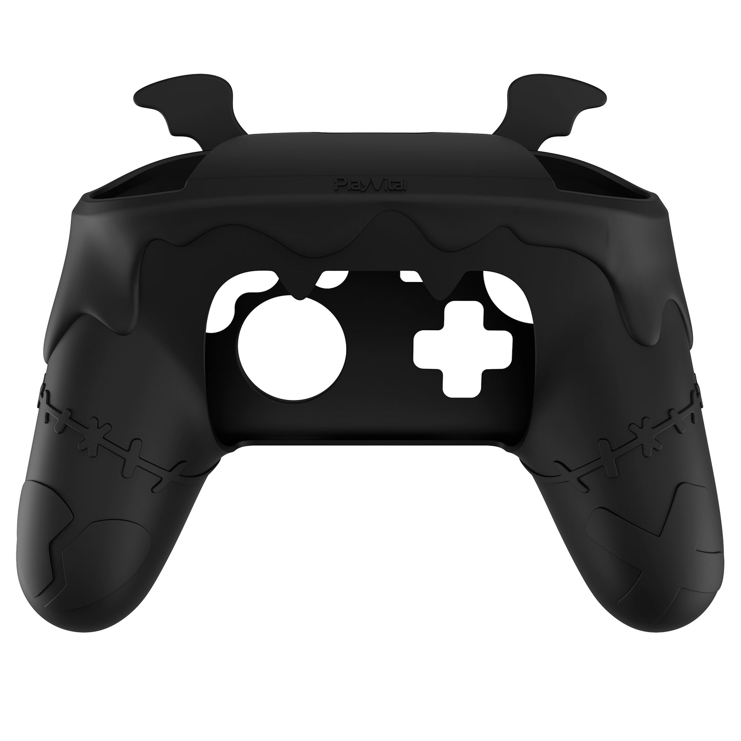 PlayVital Switch Proコントローラー対応用ゴシックインプシリーズ キュートなシリコン保護カバー、サムグリップ4つやステッカー2枚付き【ブラック】
