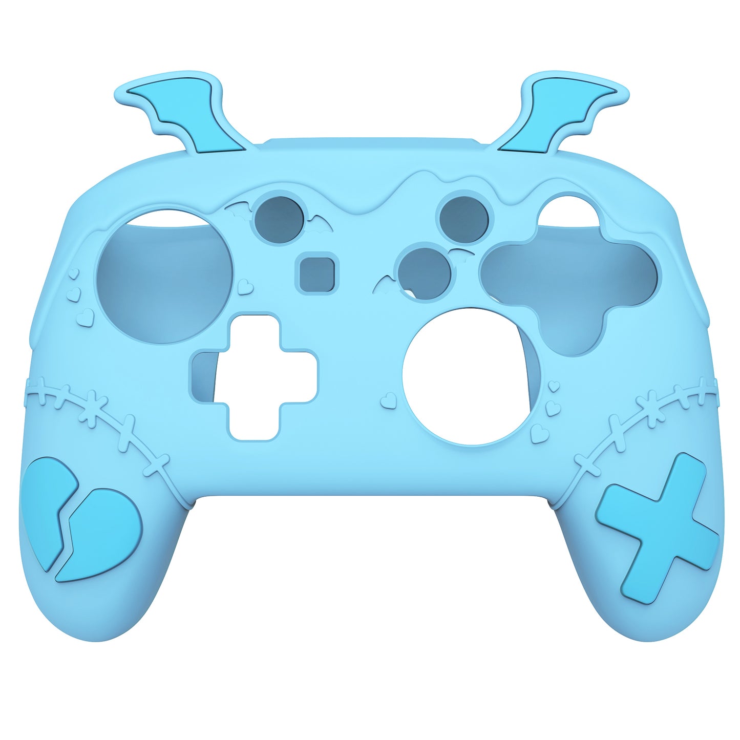 PlayVital Switch Proコントローラー対応用ゴシックインプシリーズ キュートなシリコン保護カバー、サムグリップ4つやステッカー2枚付き【アクアブルー】