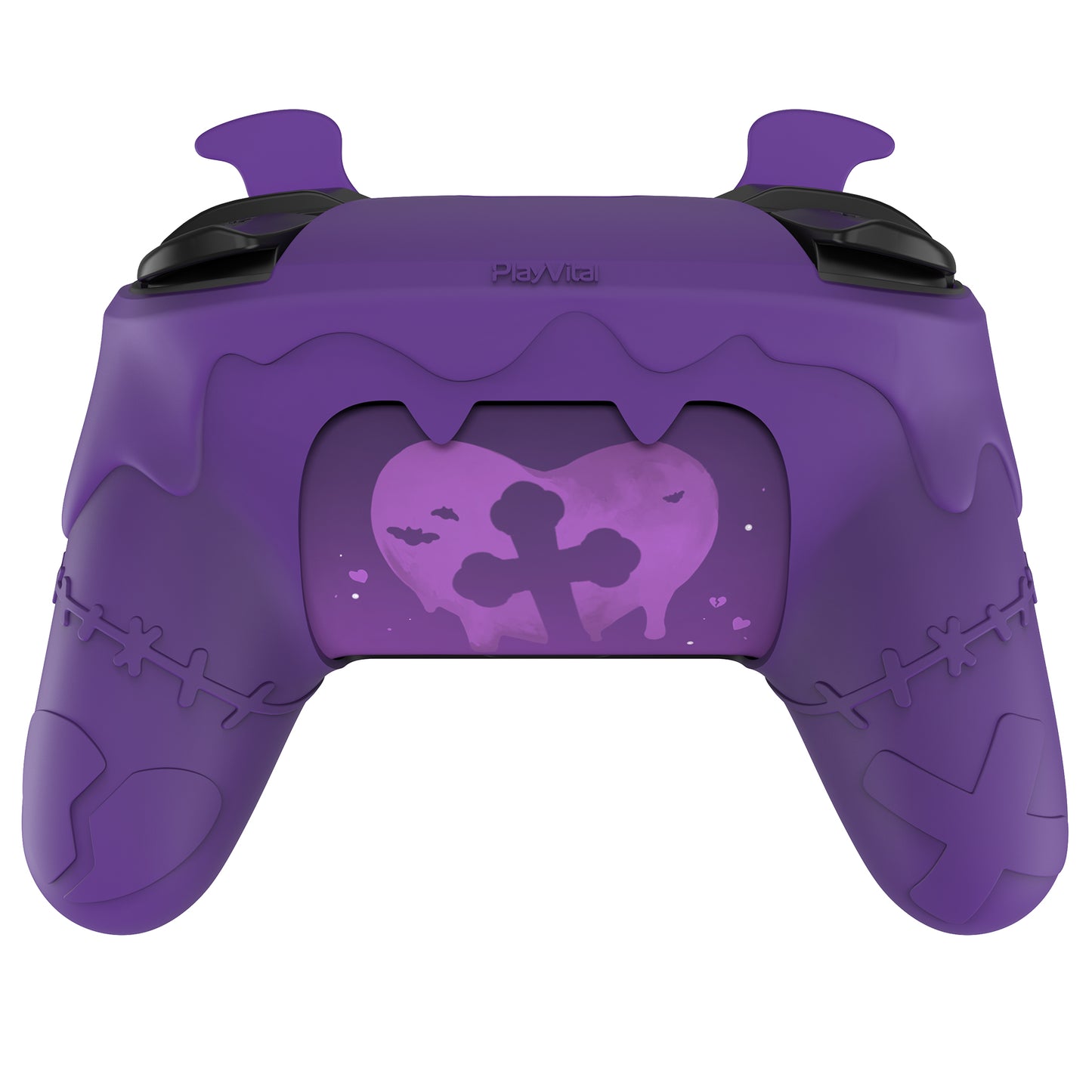 PlayVital Switch Proコントローラー対応用ゴシックインプシリーズ キュートなシリコン保護カバー、サムグリップ4つやステッカー2枚付き【パープル】