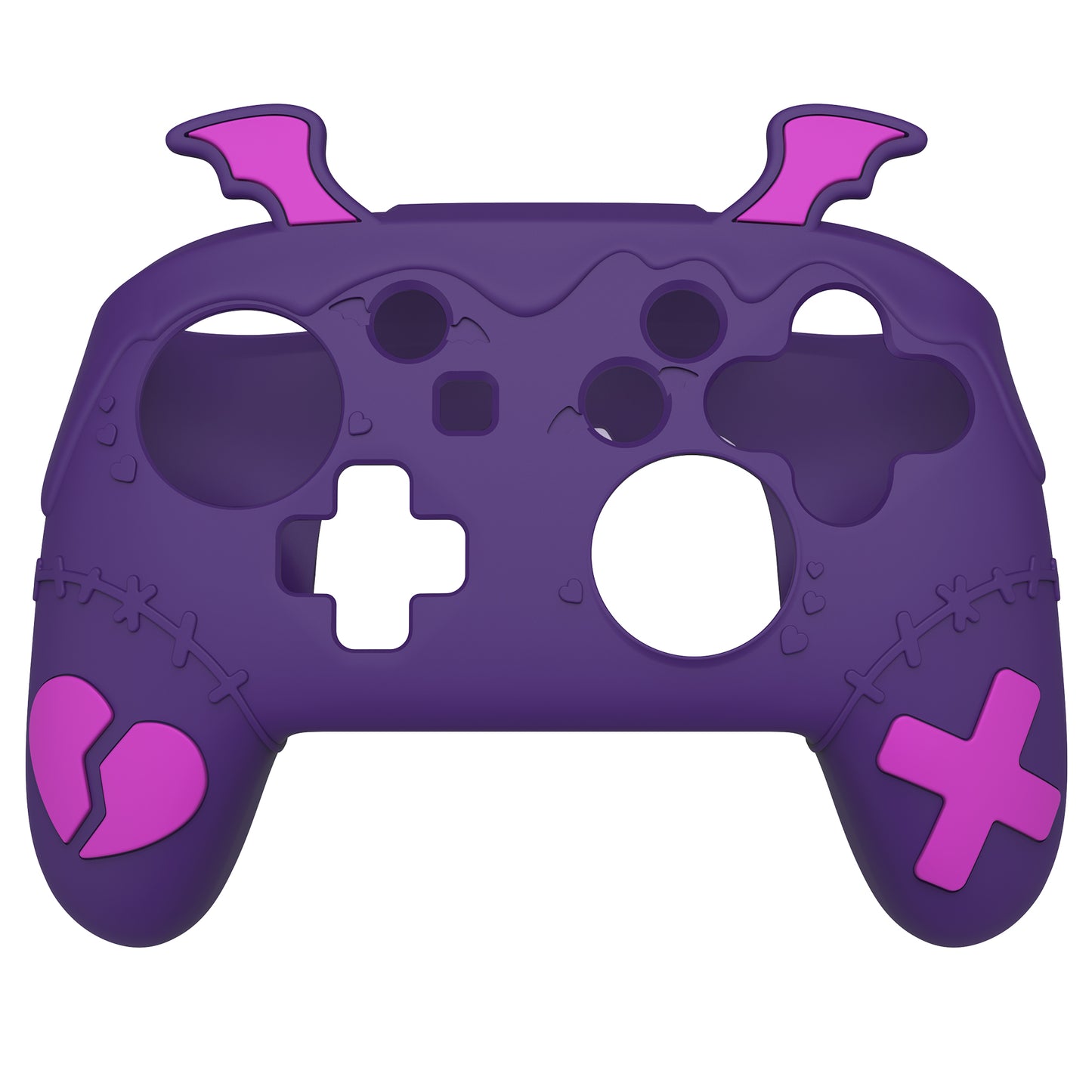 PlayVital Switch Proコントローラー対応用ゴシックインプシリーズ キュートなシリコン保護カバー、サムグリップ4つやステッカー2枚付き【パープル】