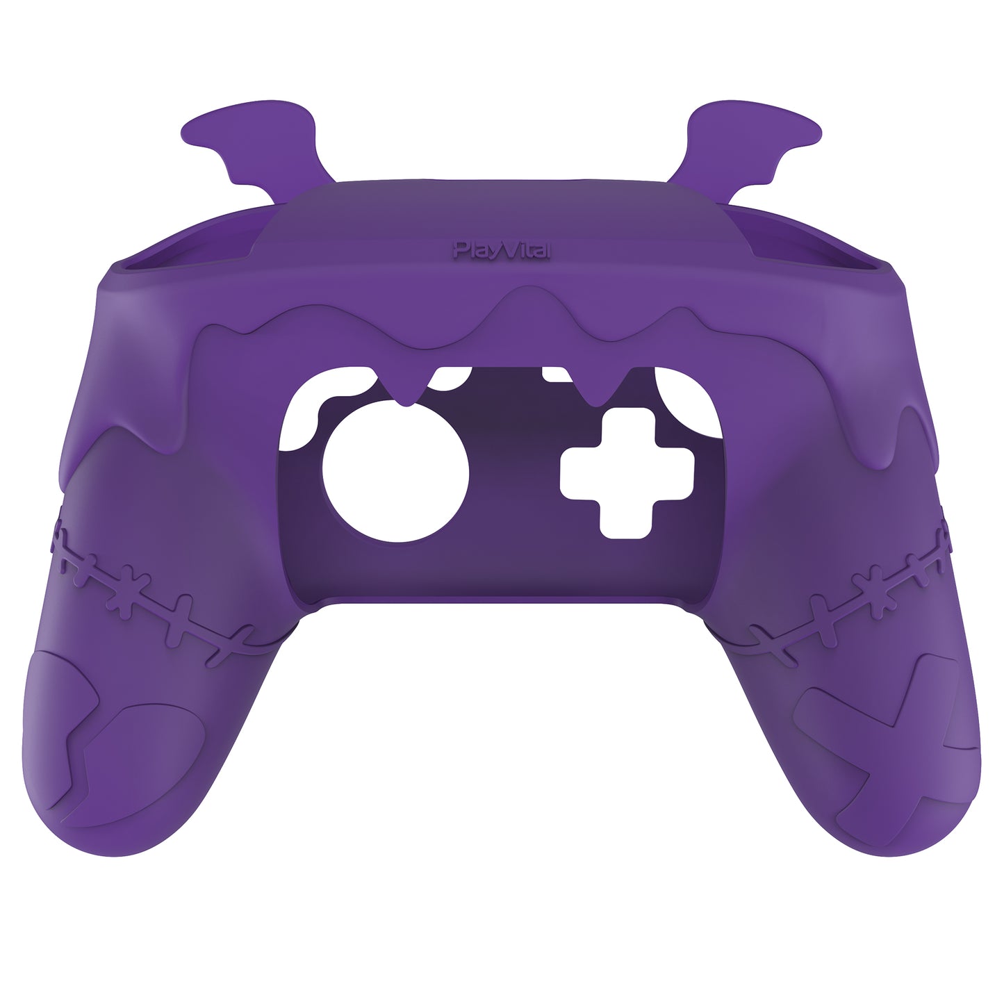 PlayVital Switch Proコントローラー対応用ゴシックインプシリーズ キュートなシリコン保護カバー、サムグリップ4つやステッカー2枚付き【パープル】