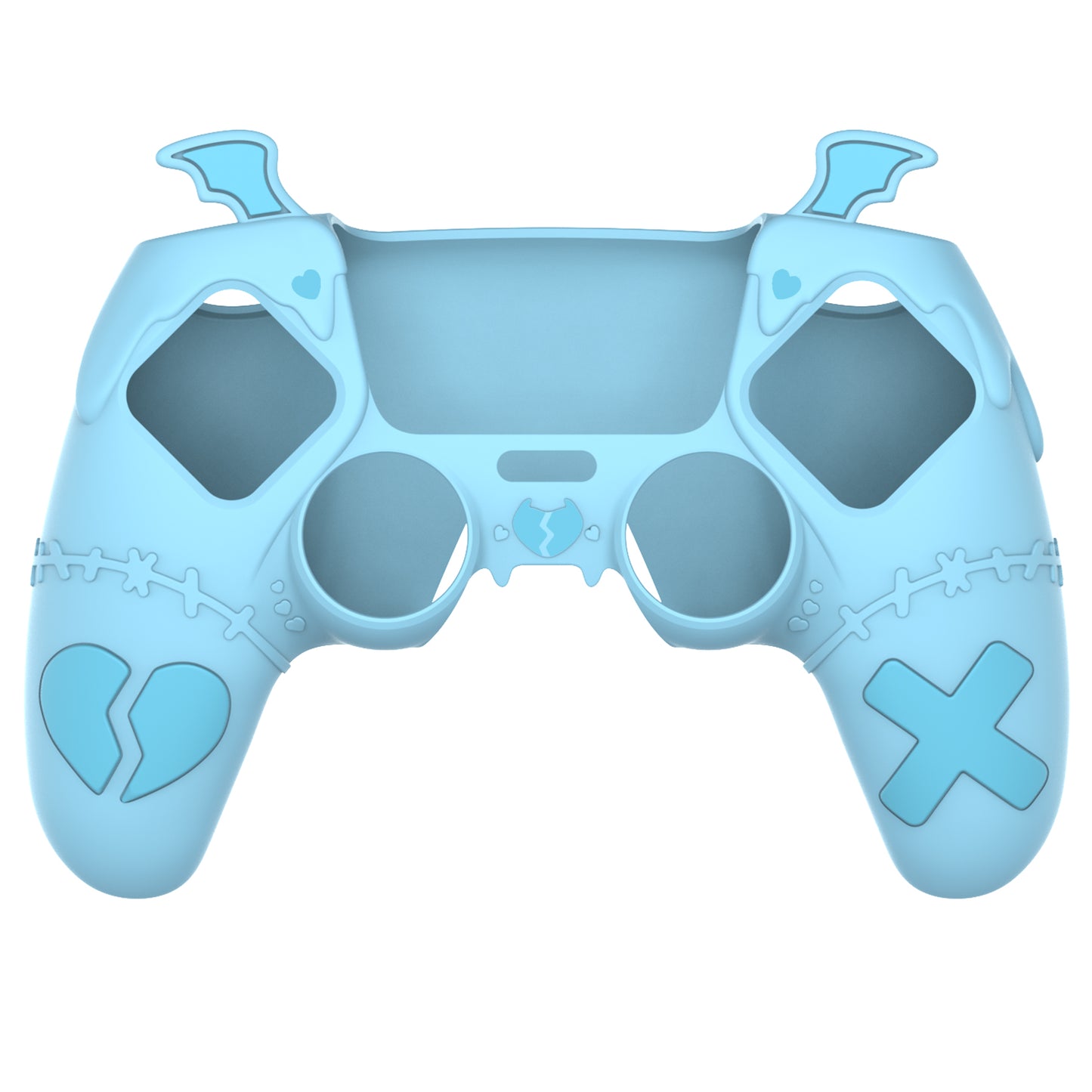 PlayVital ゴシックインプシリーズ かわいいシリコンケース(サムグリップとステッカー付き) PS5コントローラー用、PS5公式充電ドック対応【ブルー】