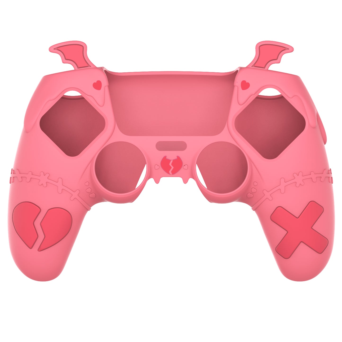 PlayVital ゴシックインプシリーズ かわいいシリコンケース(サムグリップとステッカー付き) PS5コントローラー用、PS5公式充電ドック対応【ピンク】
