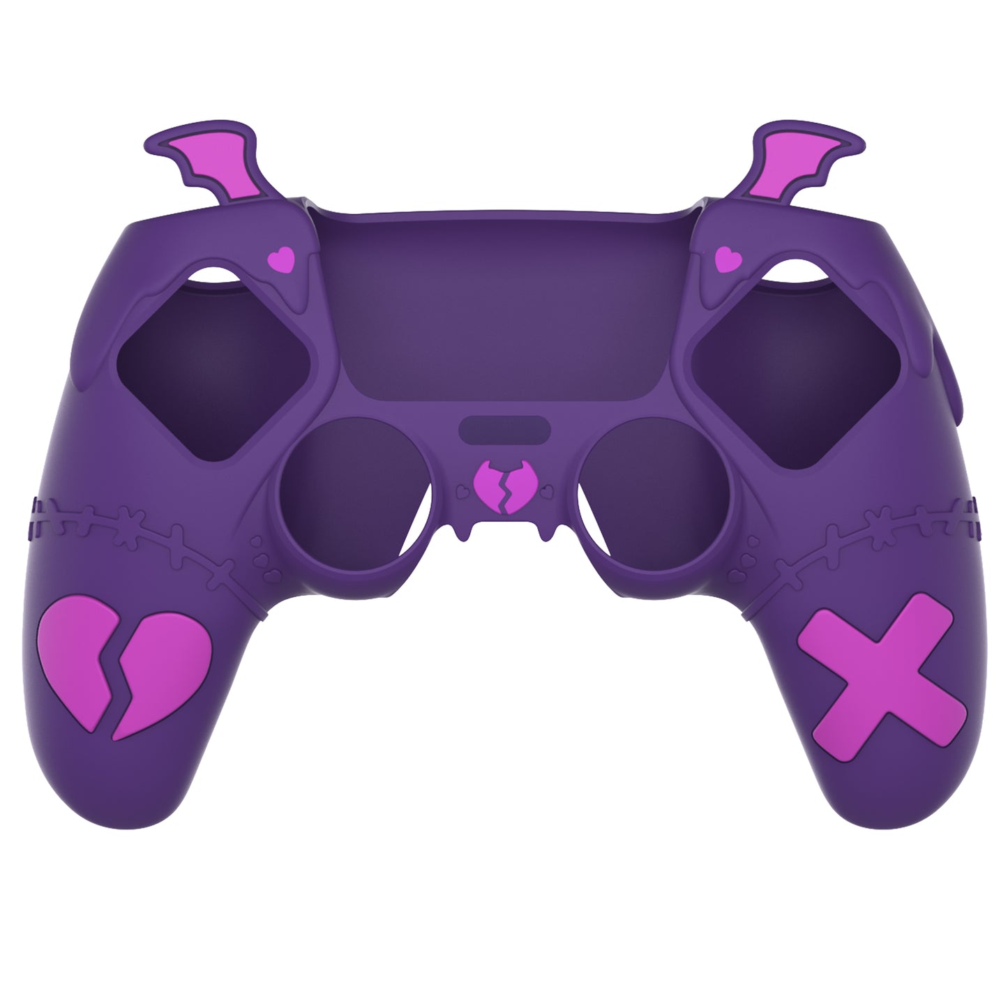 PlayVital ゴシックインプシリーズ かわいいシリコンケース(サムグリップとステッカー付き) PS5コントローラー用、PS5公式充電ドック対応【パープル】