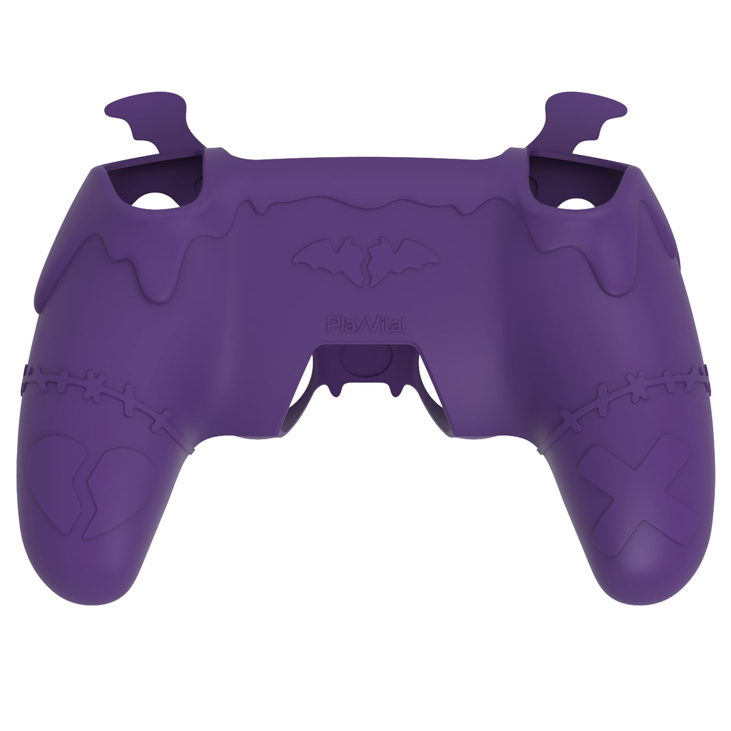 PlayVital ゴシックインプシリーズ かわいいシリコンケース(サムグリップとステッカー付き) PS5コントローラー用、PS5公式充電ドック対応【パープル】