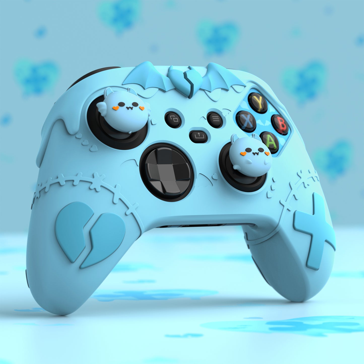 PlayVital ゴシックインプシリーズ かわいいシリコンスキン Xbox Series X/S コントローラーおよび Xbox Core ワイヤレスコントローラー用【アクアブルー】