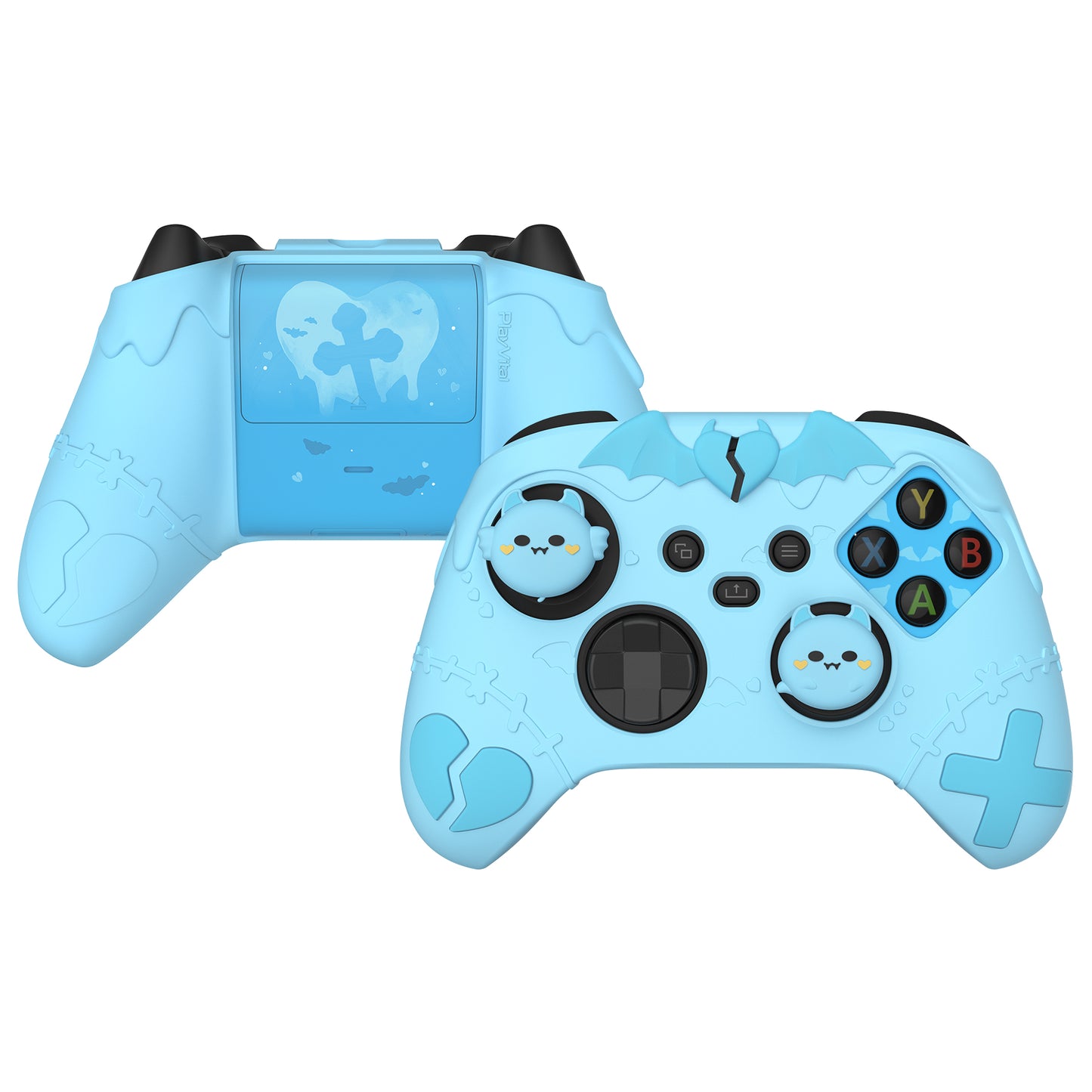 PlayVital ゴシックインプシリーズ かわいいシリコンスキン Xbox Series X/S コントローラーおよび Xbox Core ワイヤレスコントローラー用【アクアブルー】