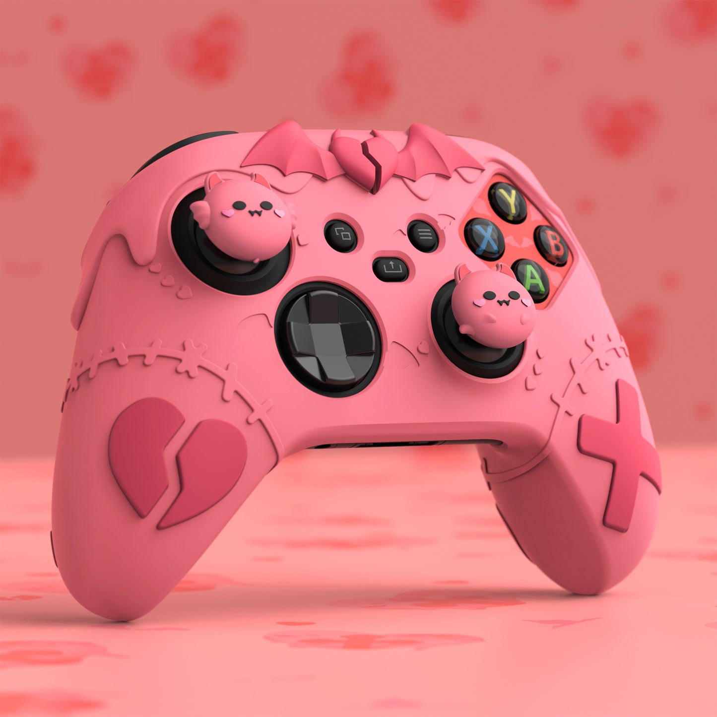 PlayVital ゴシックインプシリーズ かわいいシリコンスキン Xbox Series X/S コントローラーおよび Xbox Core ワイヤレスコントローラー用【ピーチピンク】