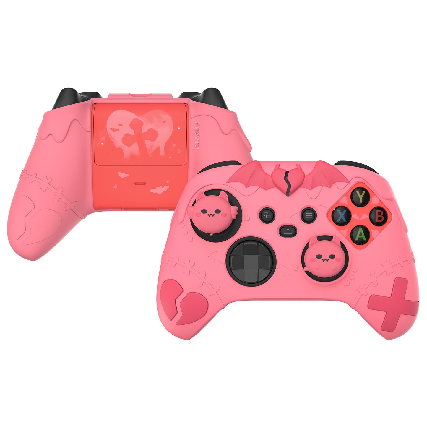 PlayVital ゴシックインプシリーズ かわいいシリコンスキン Xbox Series X/S コントローラーおよび Xbox Core ワイヤレスコントローラー用【ピーチピンク】