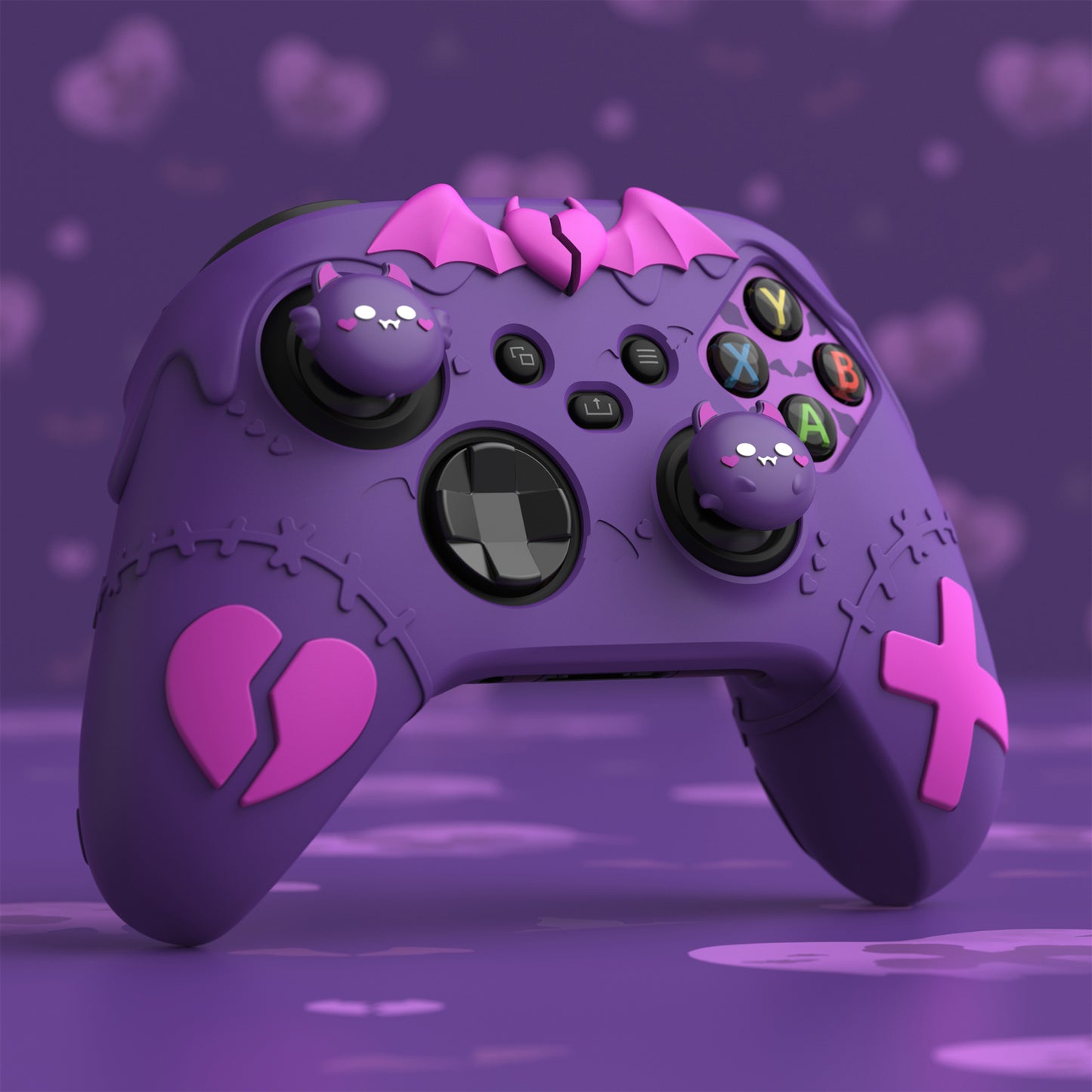 PlayVital ゴシックインプシリーズ かわいいシリコンスキン Xbox Series X/S コントローラーおよび Xbox Core ワイヤレスコントローラー用【パープル】