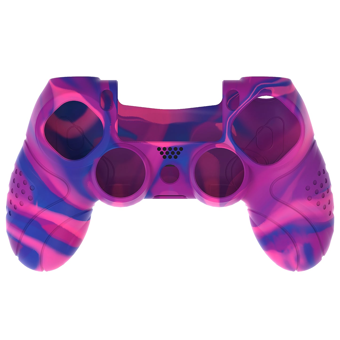 PlayVital Guardian Edition 滑り止めシリコンカバースキン サムグリップキャップ付き PS4 ワイヤレスコントローラー用【ピンク&パープル&ブルー】
