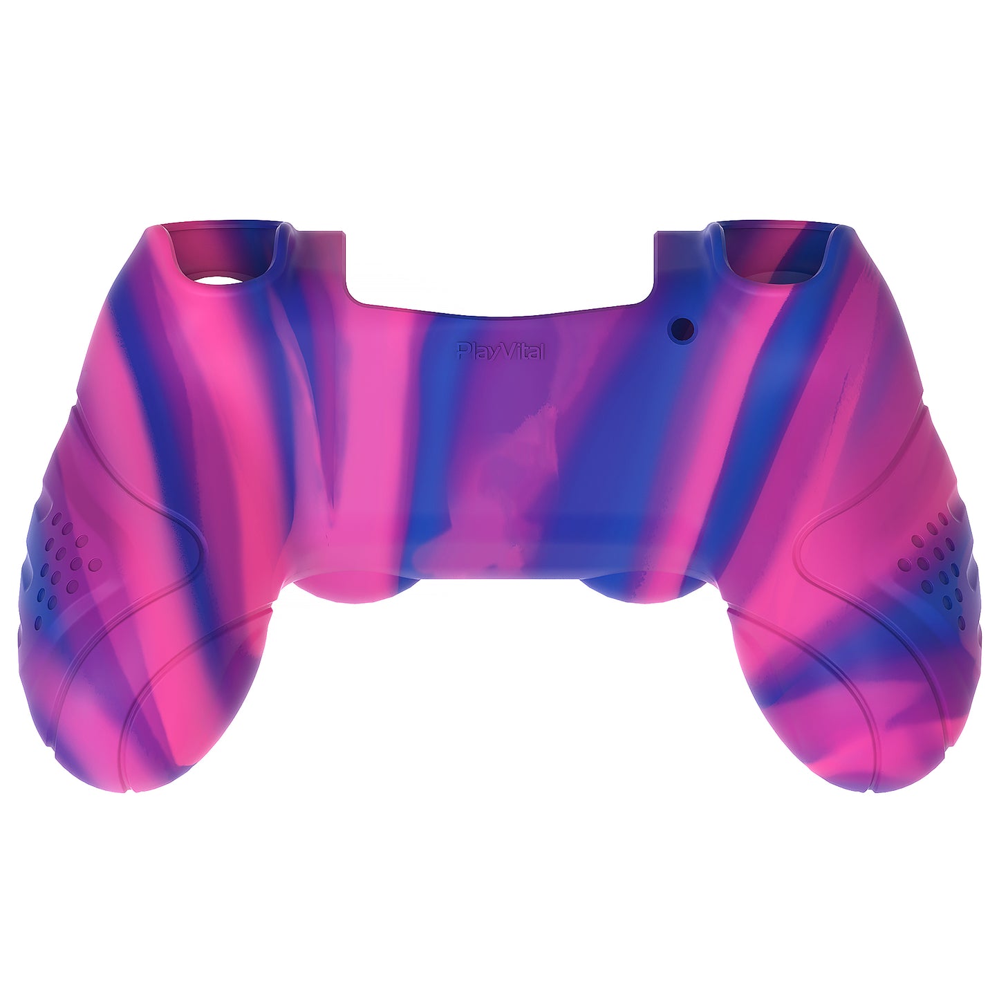 PlayVital Guardian Edition 滑り止めシリコンカバースキン サムグリップキャップ付き PS4 ワイヤレスコントローラー用【ピンク&パープル&ブルー】