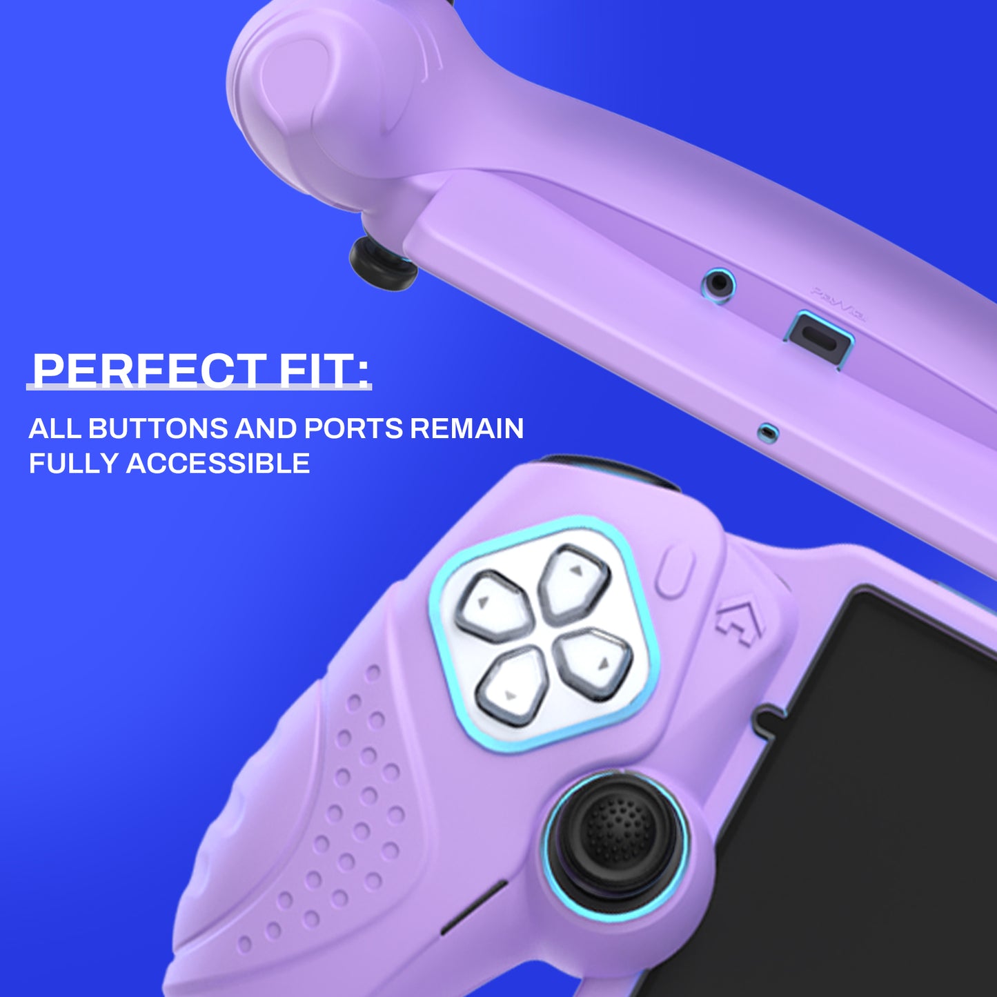 PlayVital Guardian Edition シリコン保護ケース 親指グリップ付き PS Portal リモートプレーヤー用 耐衝撃・滑り止めグリップデザインカバー【モーブパープル】