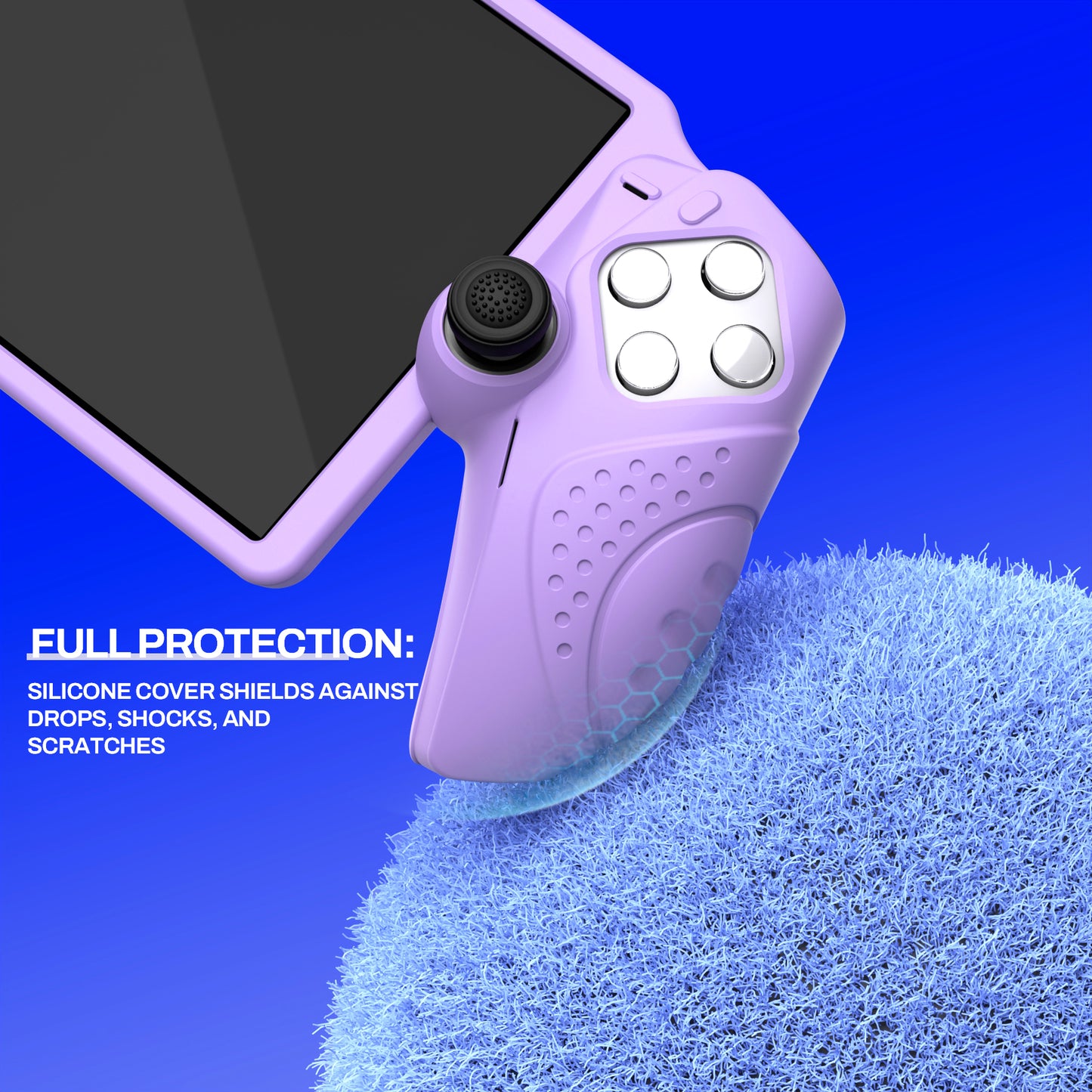 PlayVital Guardian Edition シリコン保護ケース 親指グリップ付き PS Portal リモートプレーヤー用 耐衝撃・滑り止めグリップデザインカバー【モーブパープル】