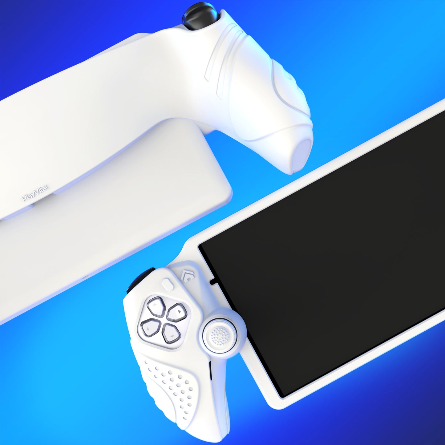 PlayVital Guardian Edition シリコン保護ケース 親指グリップ付き PS Portal リモートプレーヤー用 耐衝撃・滑り止めグリップデザインカバー【ホワイト】