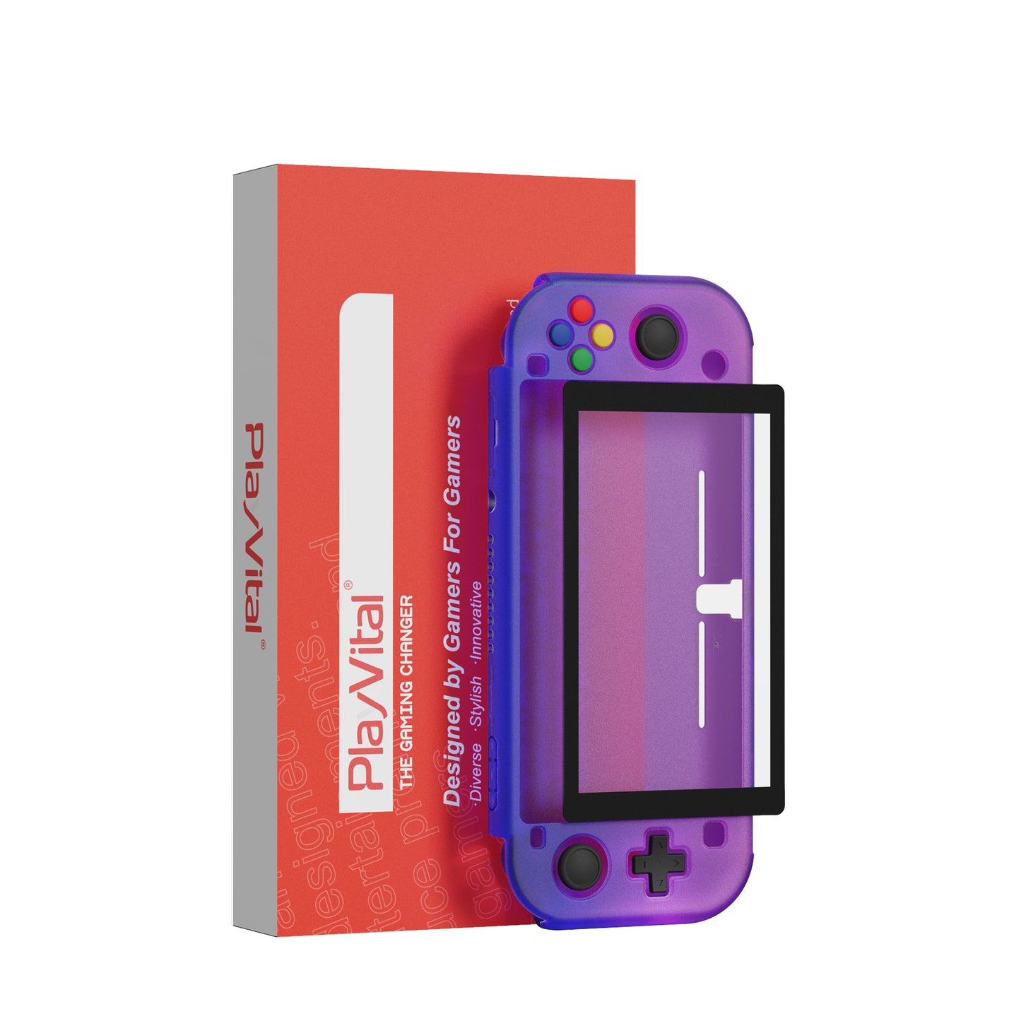 PlayVital ハードシェル保護ケース (スクリーンプロテクター、サムグリップキャップ、ボタンキャップ付き) Switch Lite 用【グラデーション クリアブルーベル】