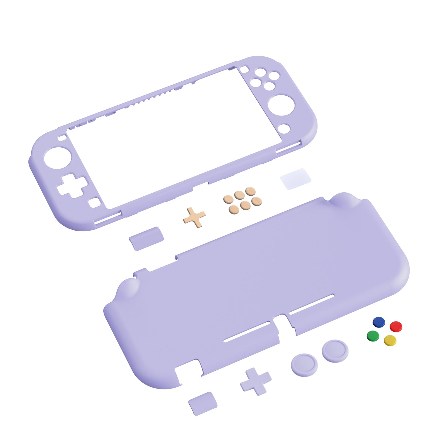 PlayVital ハードシェル保護ケース (スクリーンプロテクター、サムグリップキャップ、ボタンキャップ付き) Switch Lite 用【ライトバイオレット】