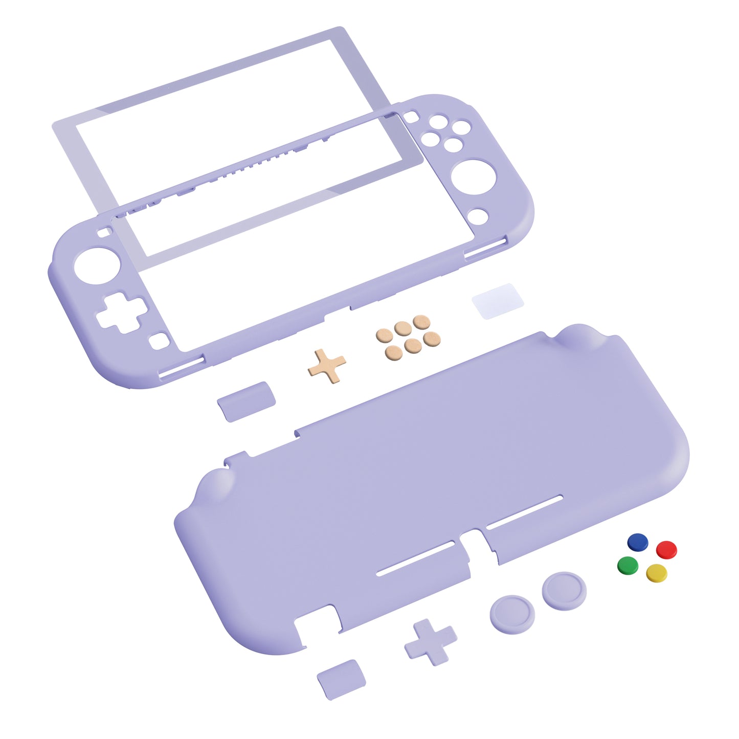 PlayVital ハードシェル保護ケース (スクリーンプロテクター、サムグリップキャップ、ボタンキャップ付き) Switch Lite 用【ライトバイオレット】