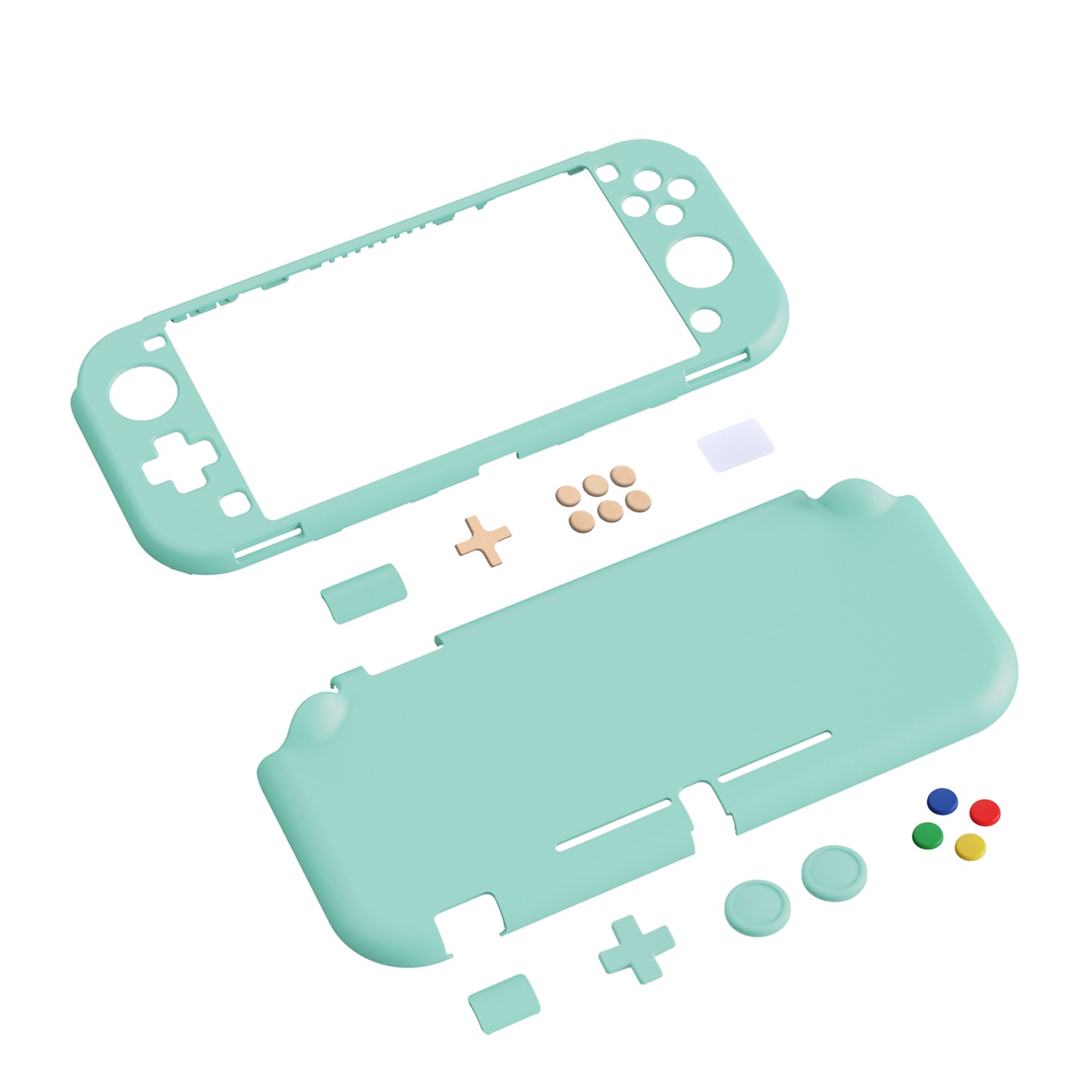 PlayVital ハードシェル保護ケース (スクリーンプロテクター、サムグリップキャップ、ボタンキャップ付き) Switch Lite 用【ミスティ グリーン】