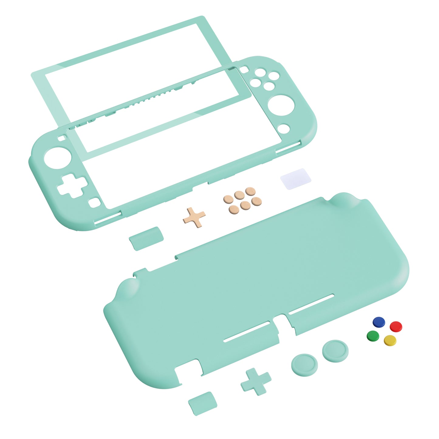 PlayVital ハードシェル保護ケース (スクリーンプロテクター、サムグリップキャップ、ボタンキャップ付き) Switch Lite 用【ミスティ グリーン】
