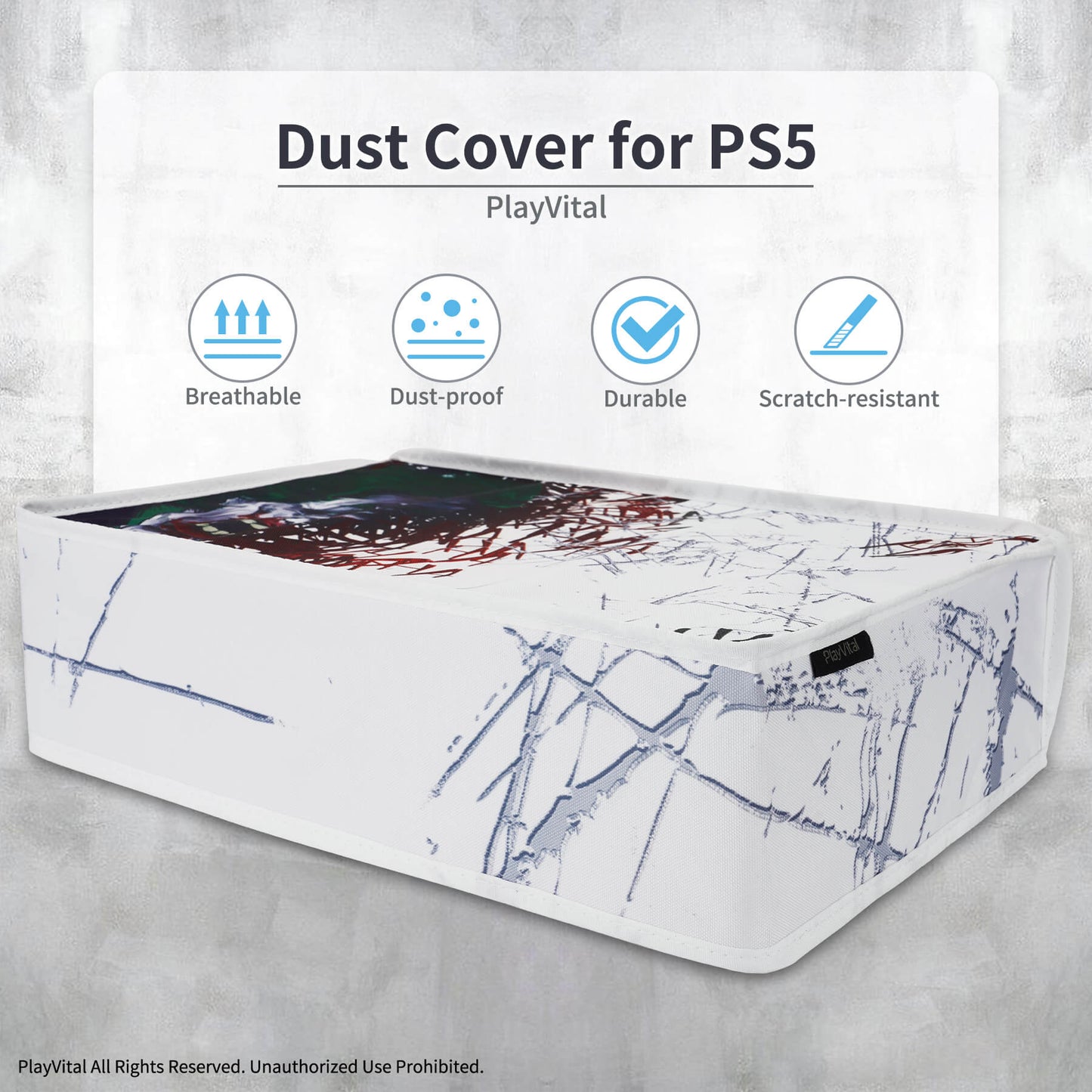 PlayVital 横式 傷防止 防水ナイロンダストカバー PS5 コンソール デジタル版 & 通常版用【ピエロHahaha】