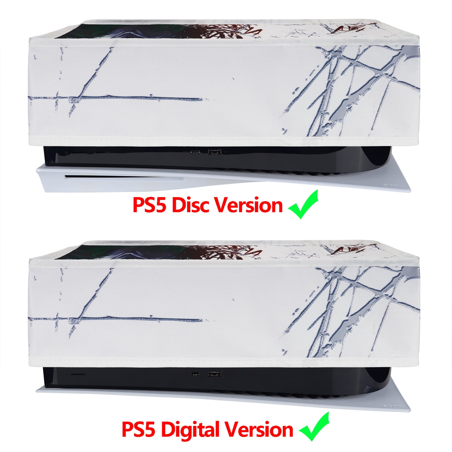 PlayVital 横式 傷防止 防水ナイロンダストカバー PS5 コンソール デジタル版 & 通常版用【ピエロHahaha】