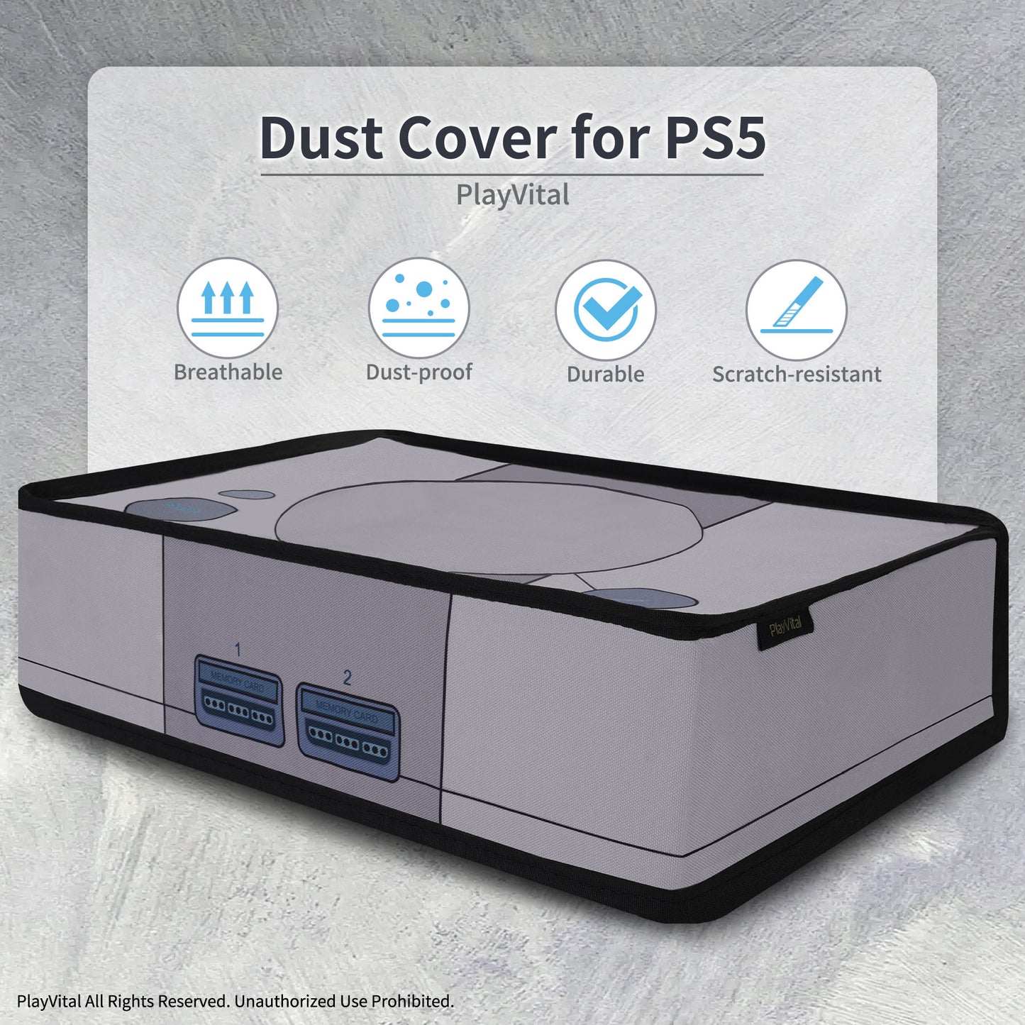 PlayVital 横式 傷防止 防水ナイロンダストカバー PS5 コンソール デジタル版 & 通常版用【レトロ32ビット風カバー】